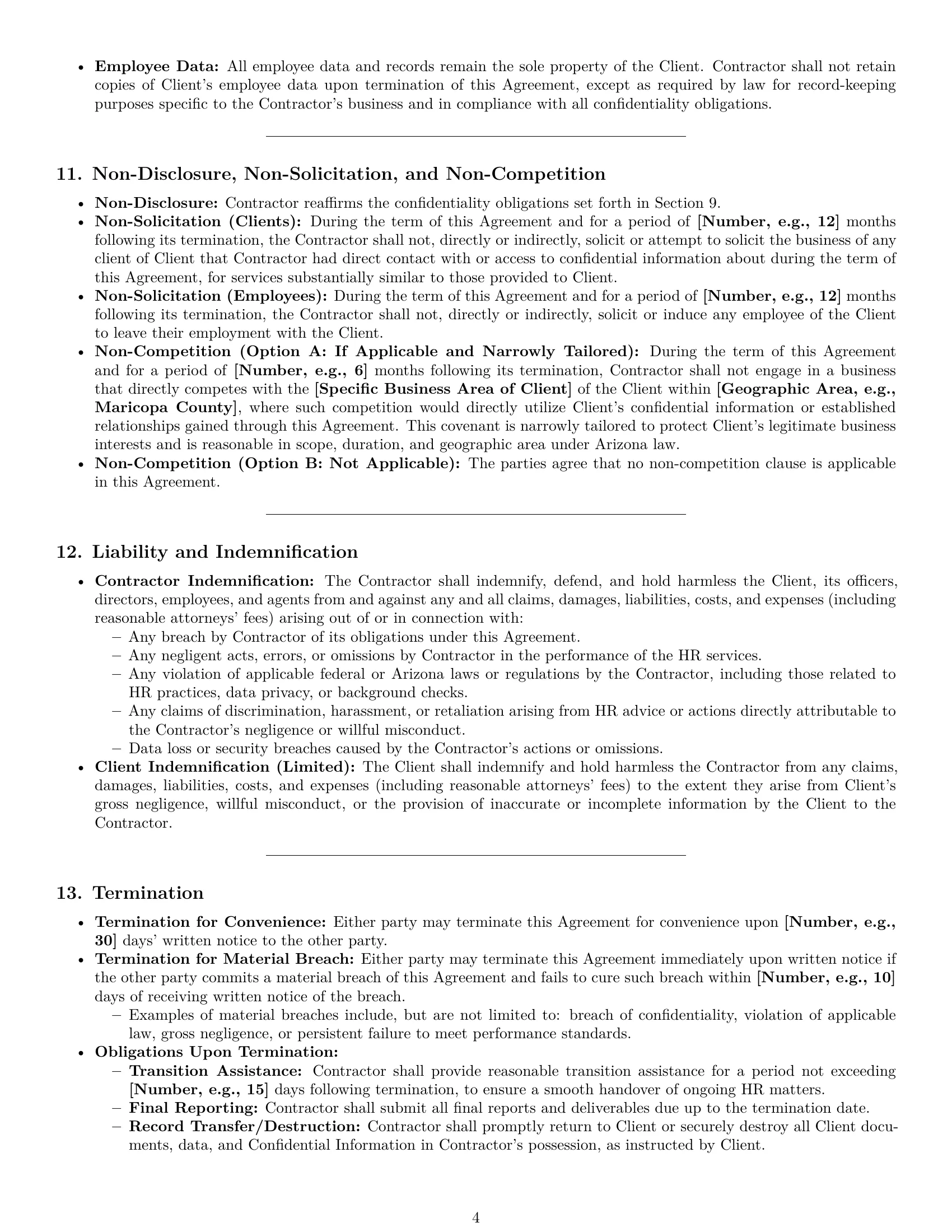 Preview page 4 of Pro Arizona hr independent contractor agreement template