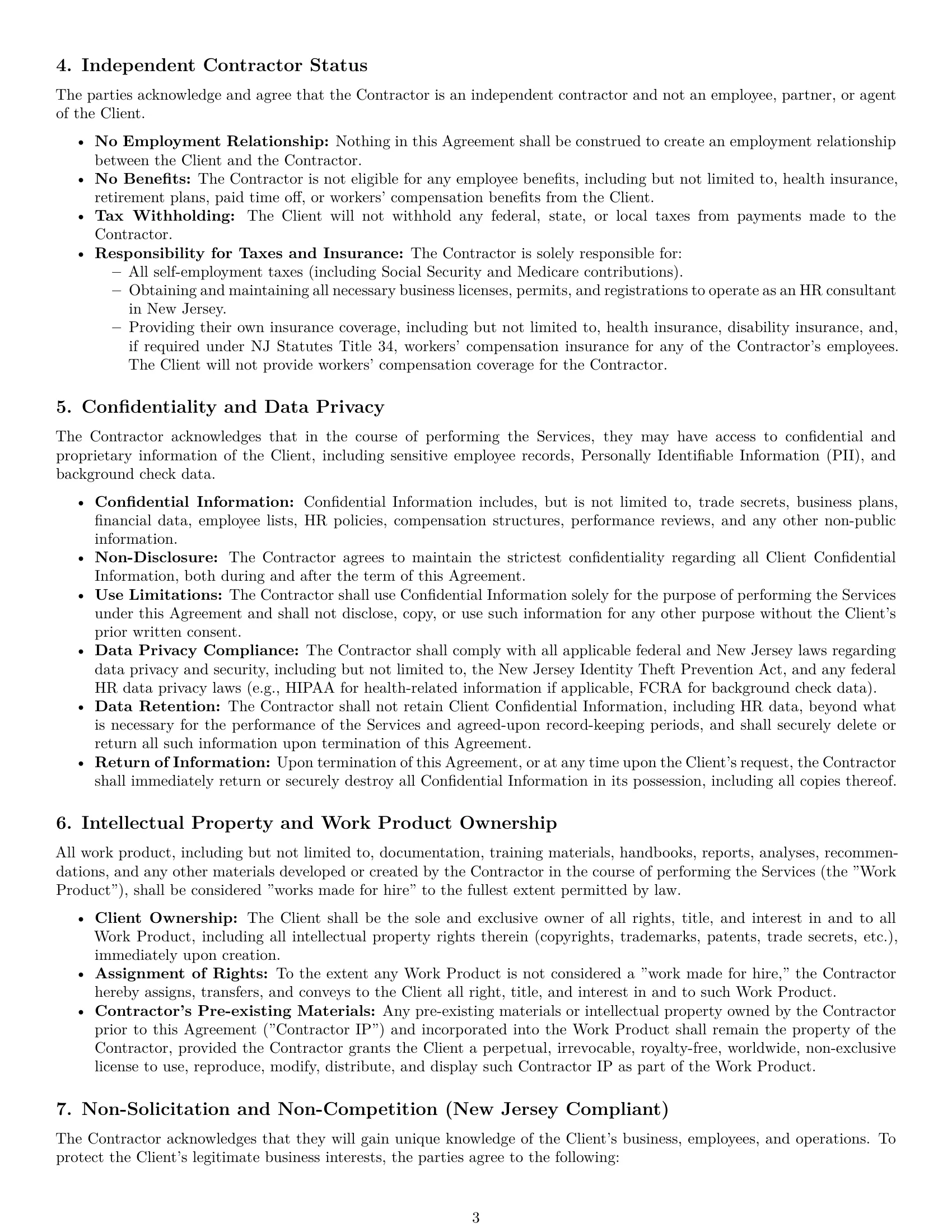 Preview page 3 of Pro New Jersey hr independent contractor agreement template