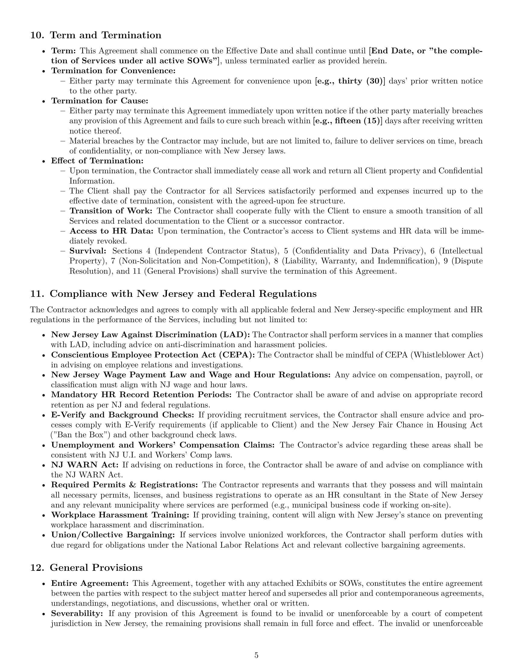 Preview page 5 of Pro New Jersey hr independent contractor agreement template