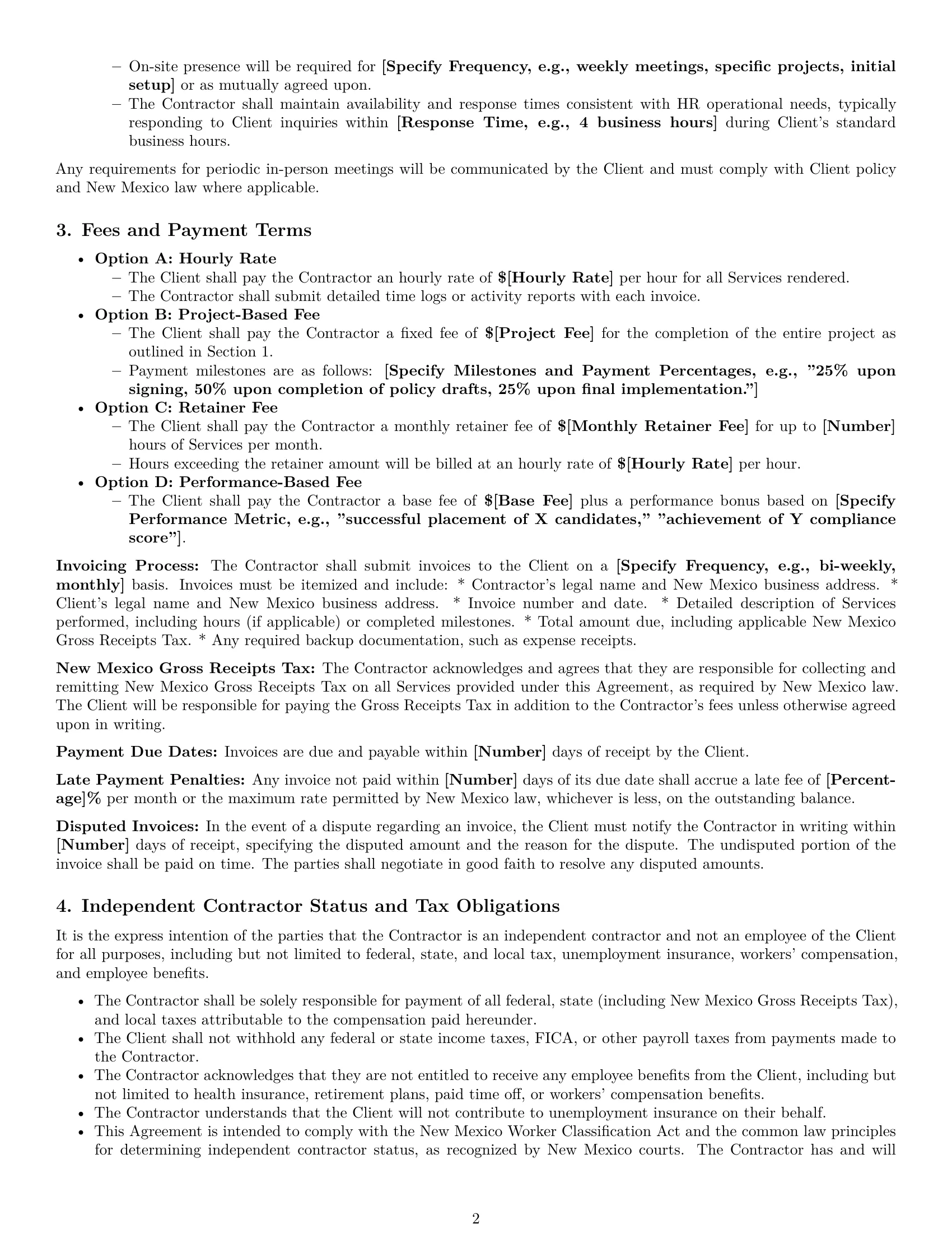 Preview page 2 of Pro New Mexico hr independent contractor agreement template