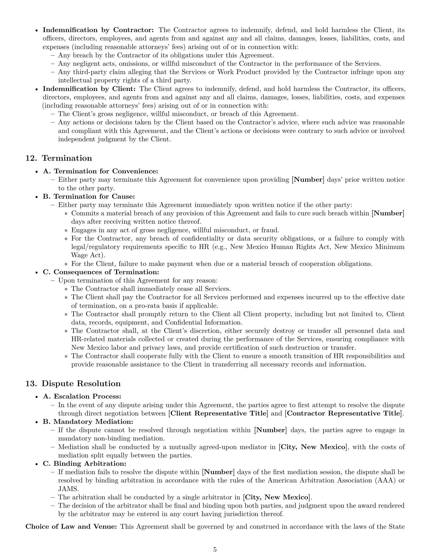 Preview page 5 of Pro New Mexico hr independent contractor agreement template