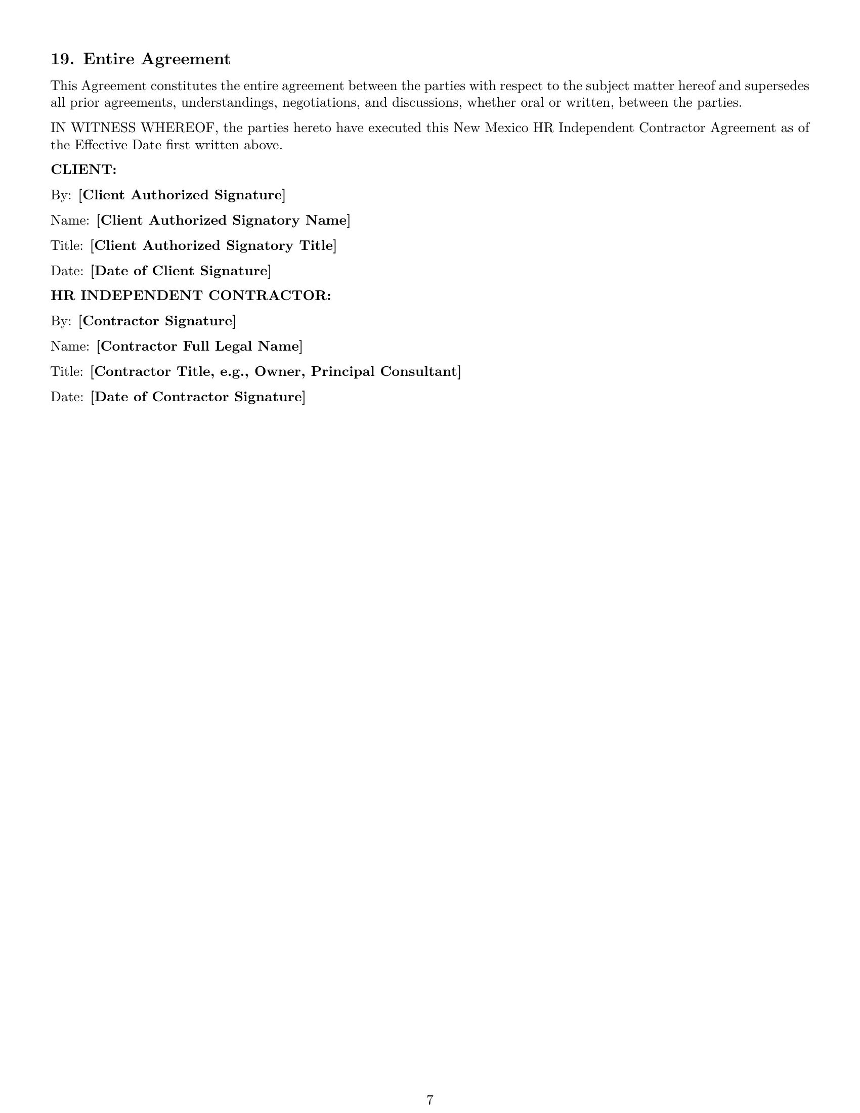 Preview page 7 of Pro New Mexico hr independent contractor agreement template