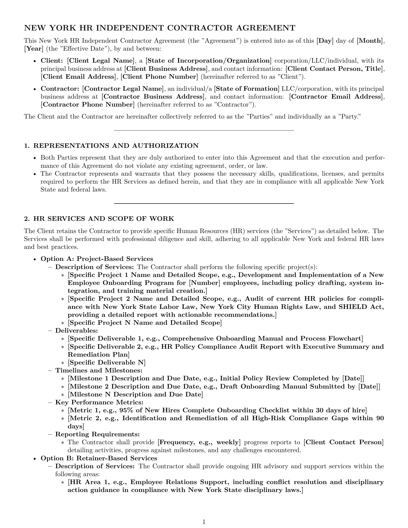 Preview page 1 of Pro New York hr independent contractor agreement template