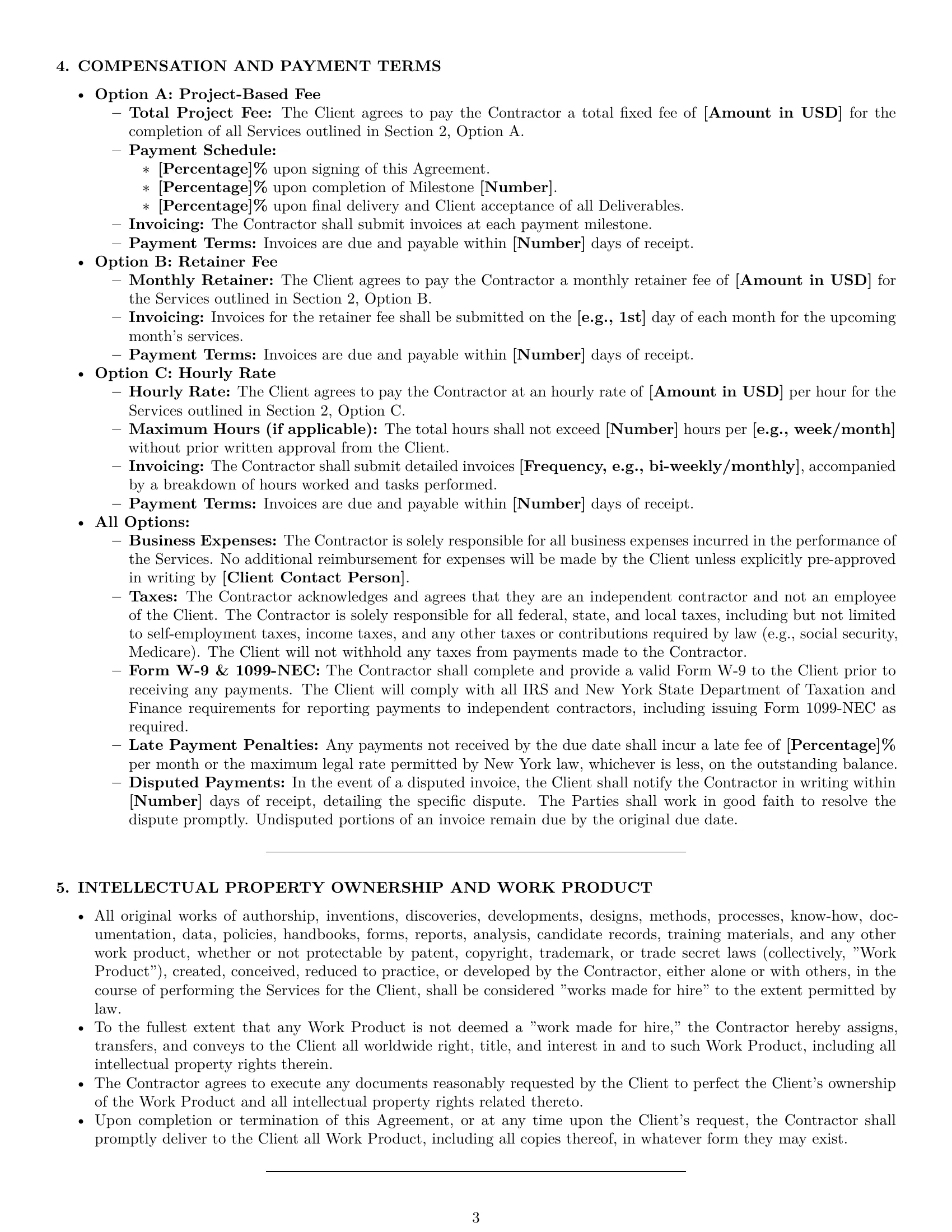 Preview page 3 of Pro New York hr independent contractor agreement template