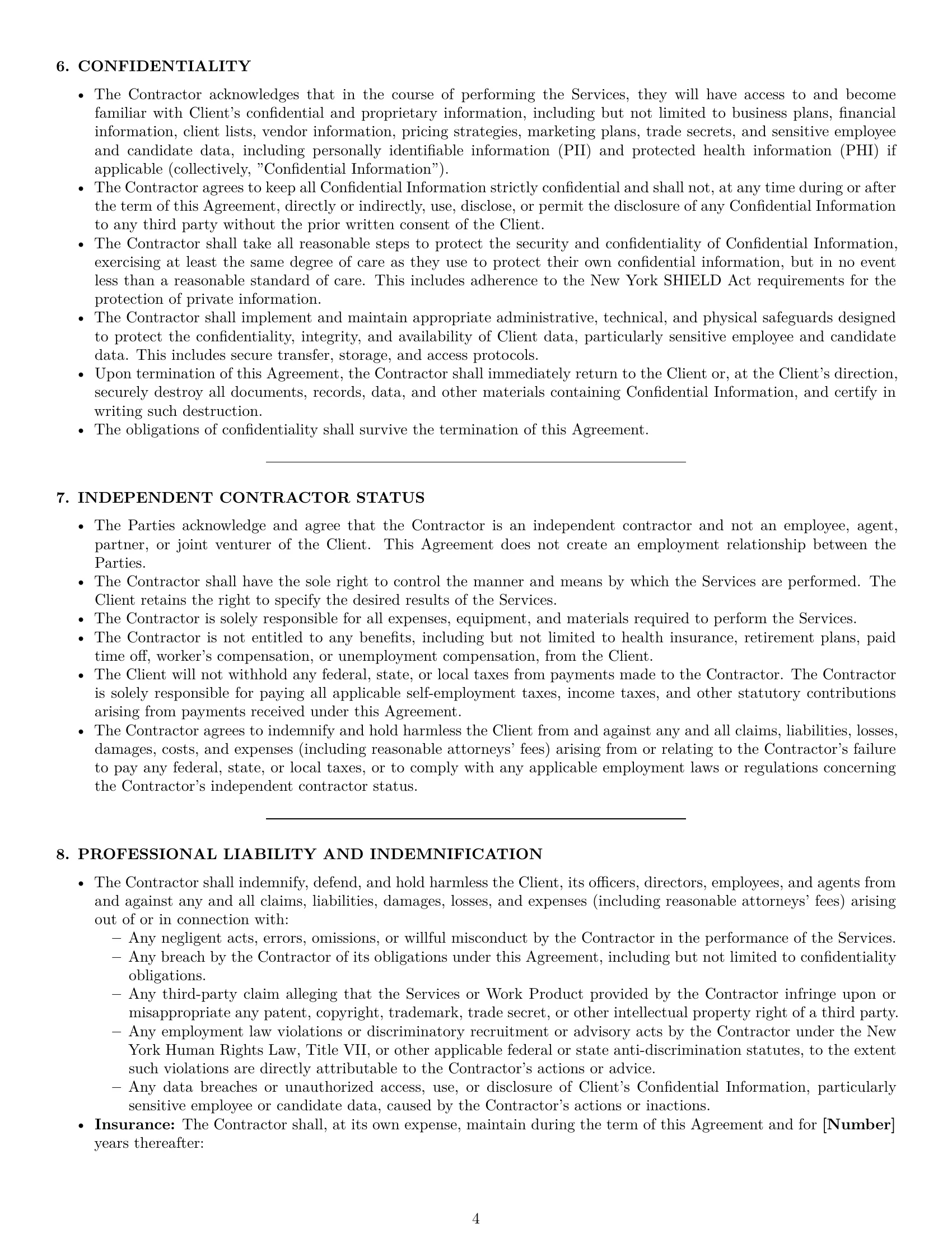 Preview page 4 of Pro New York hr independent contractor agreement template