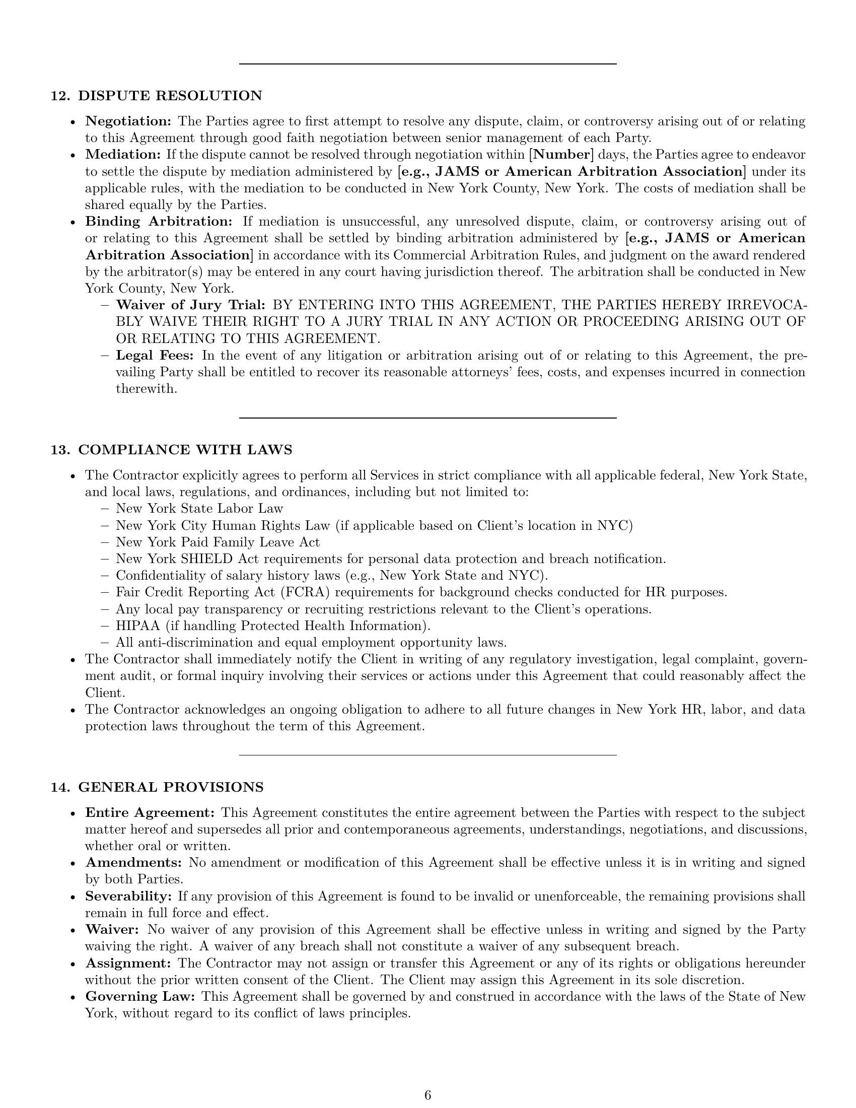 Preview page 6 of Pro New York hr independent contractor agreement template
