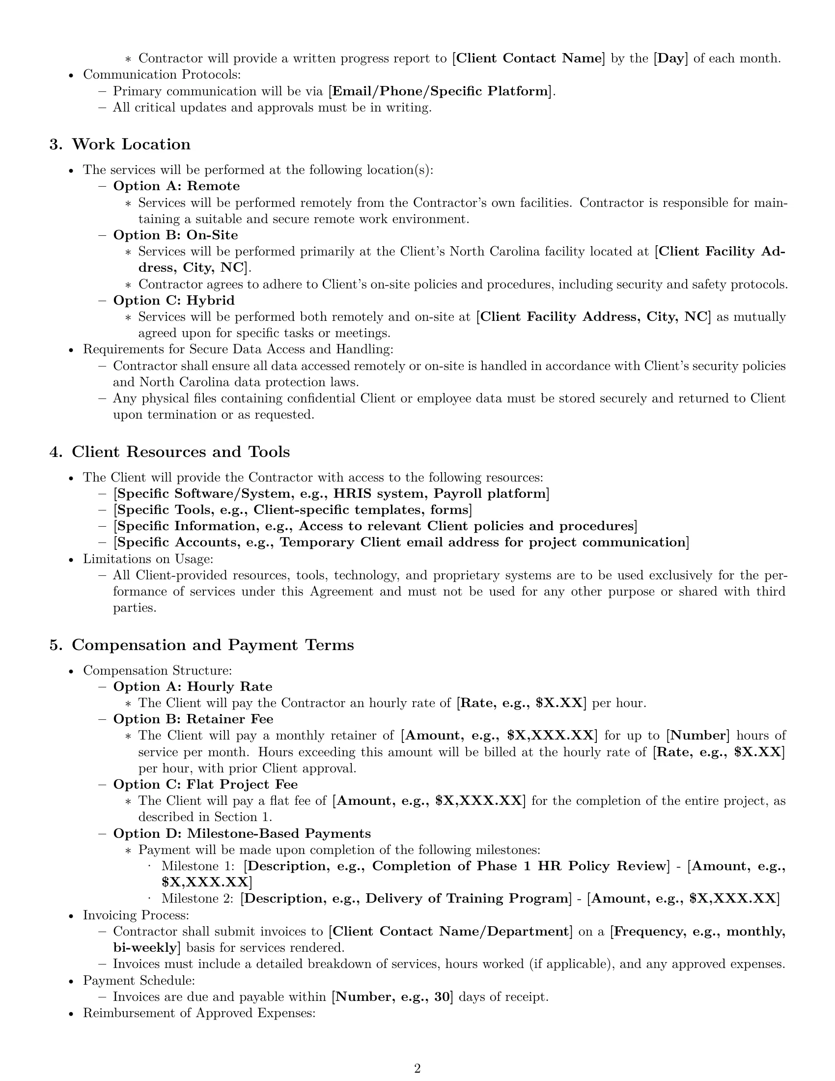 Preview page 2 of Pro North Carolina hr independent contractor agreement template