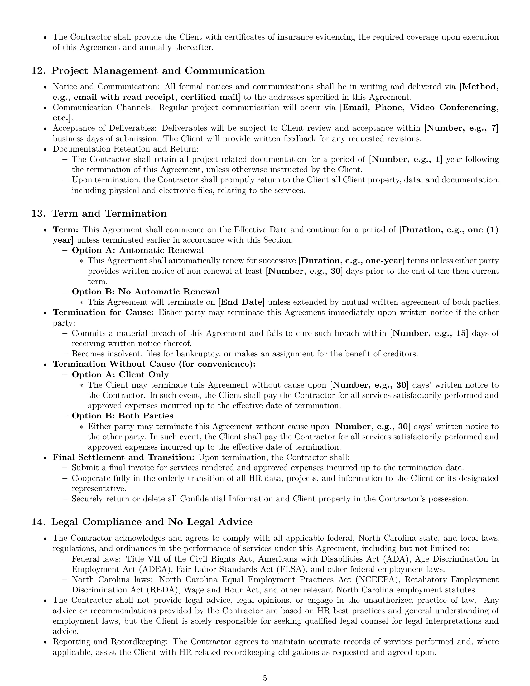 Preview page 5 of Pro North Carolina hr independent contractor agreement template