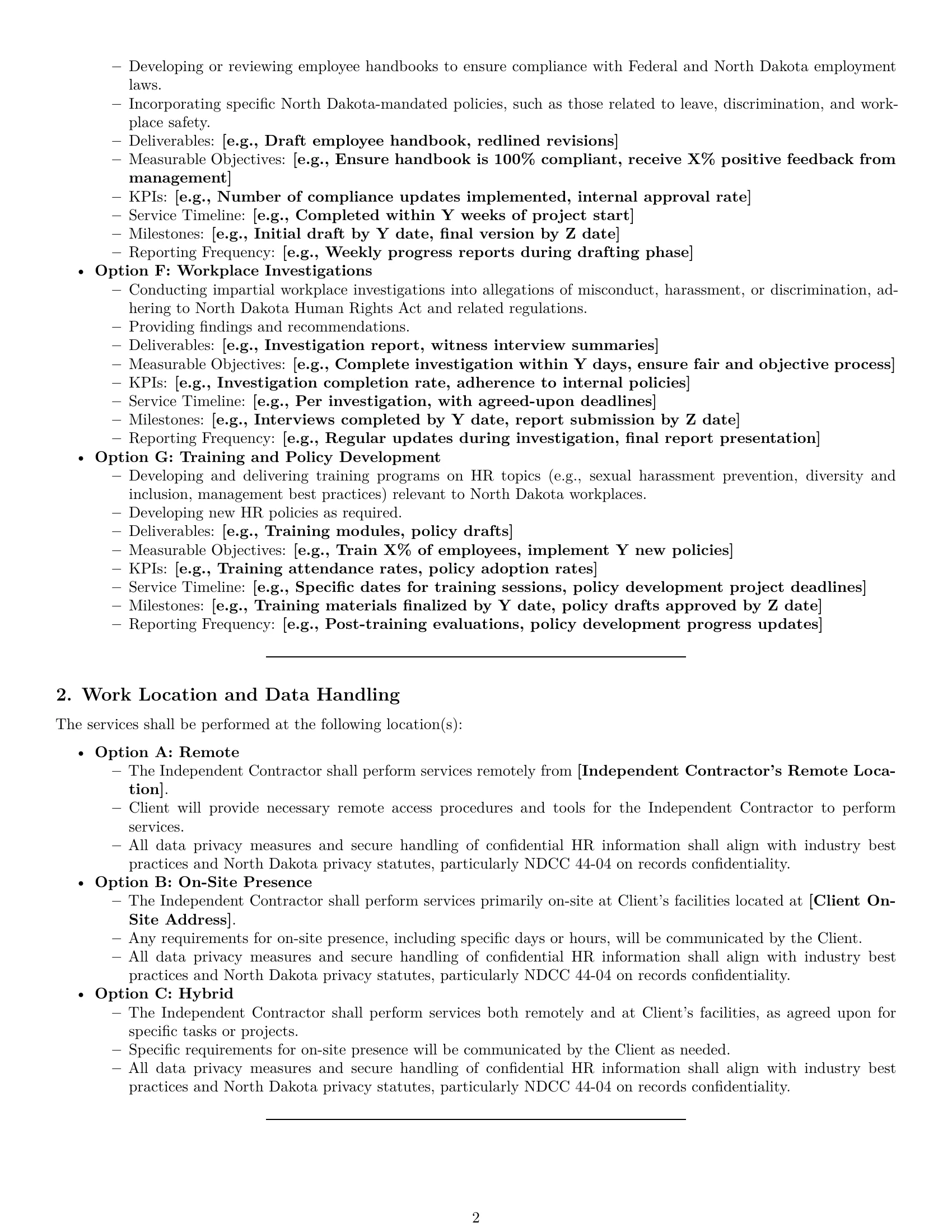 Preview page 2 of Pro North Dakota hr independent contractor agreement template