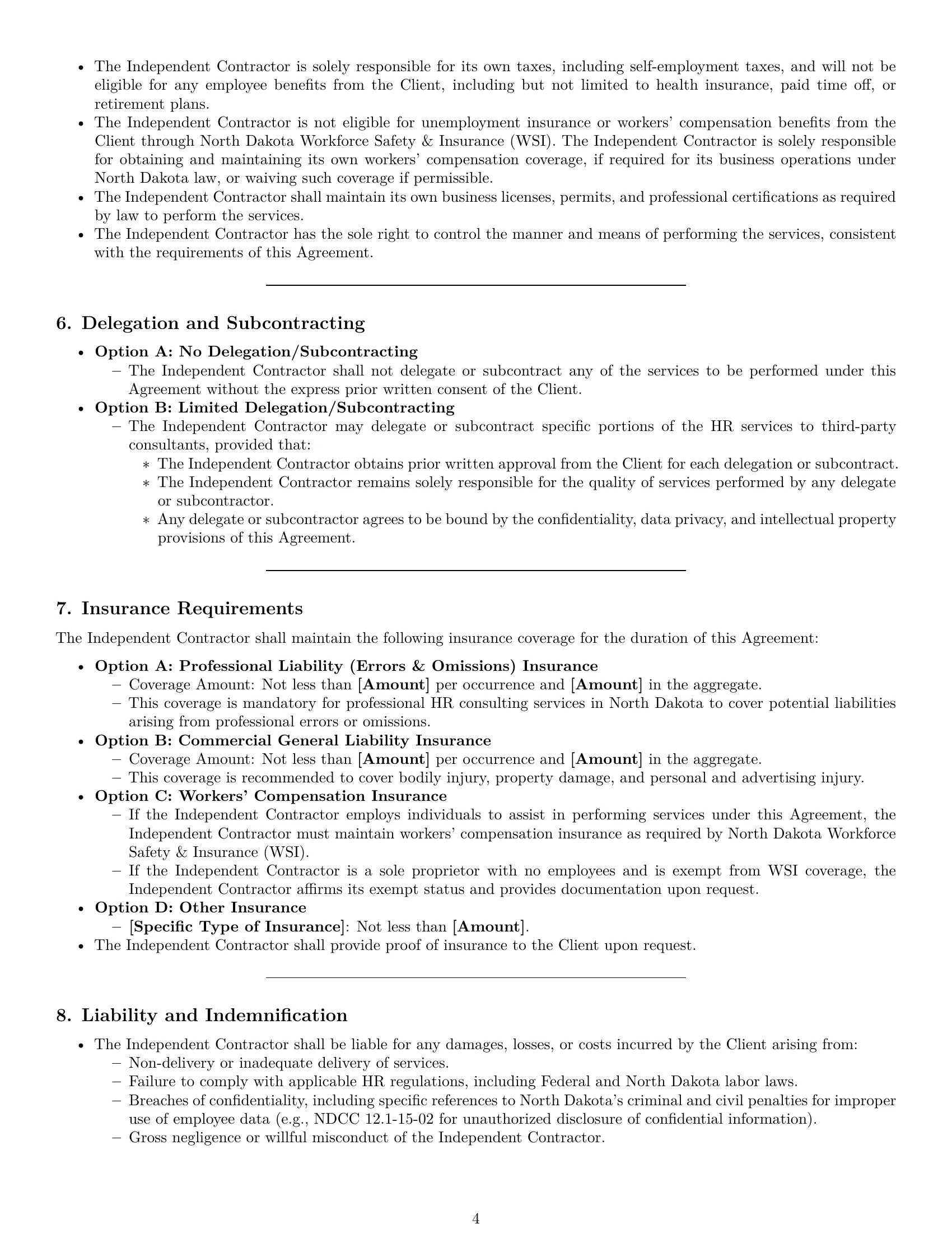 Preview page 4 of Pro North Dakota hr independent contractor agreement template