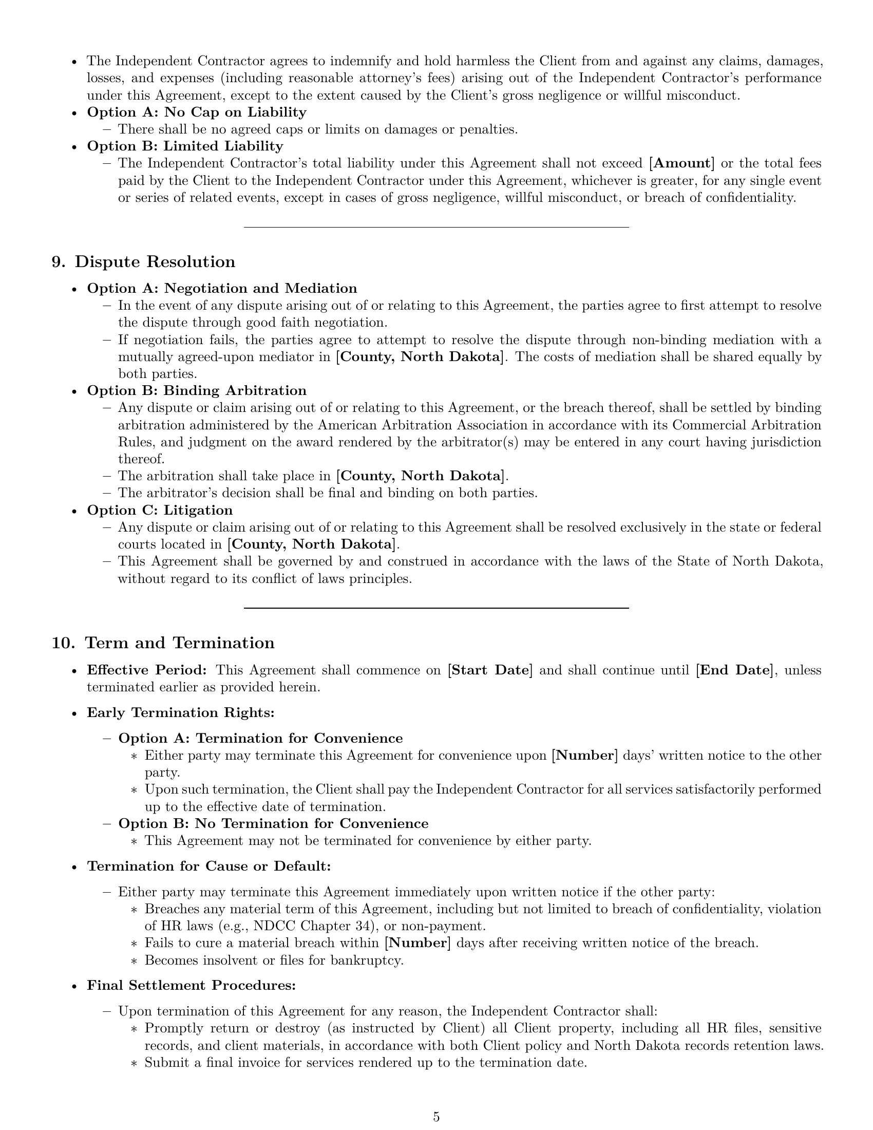Preview page 5 of Pro North Dakota hr independent contractor agreement template