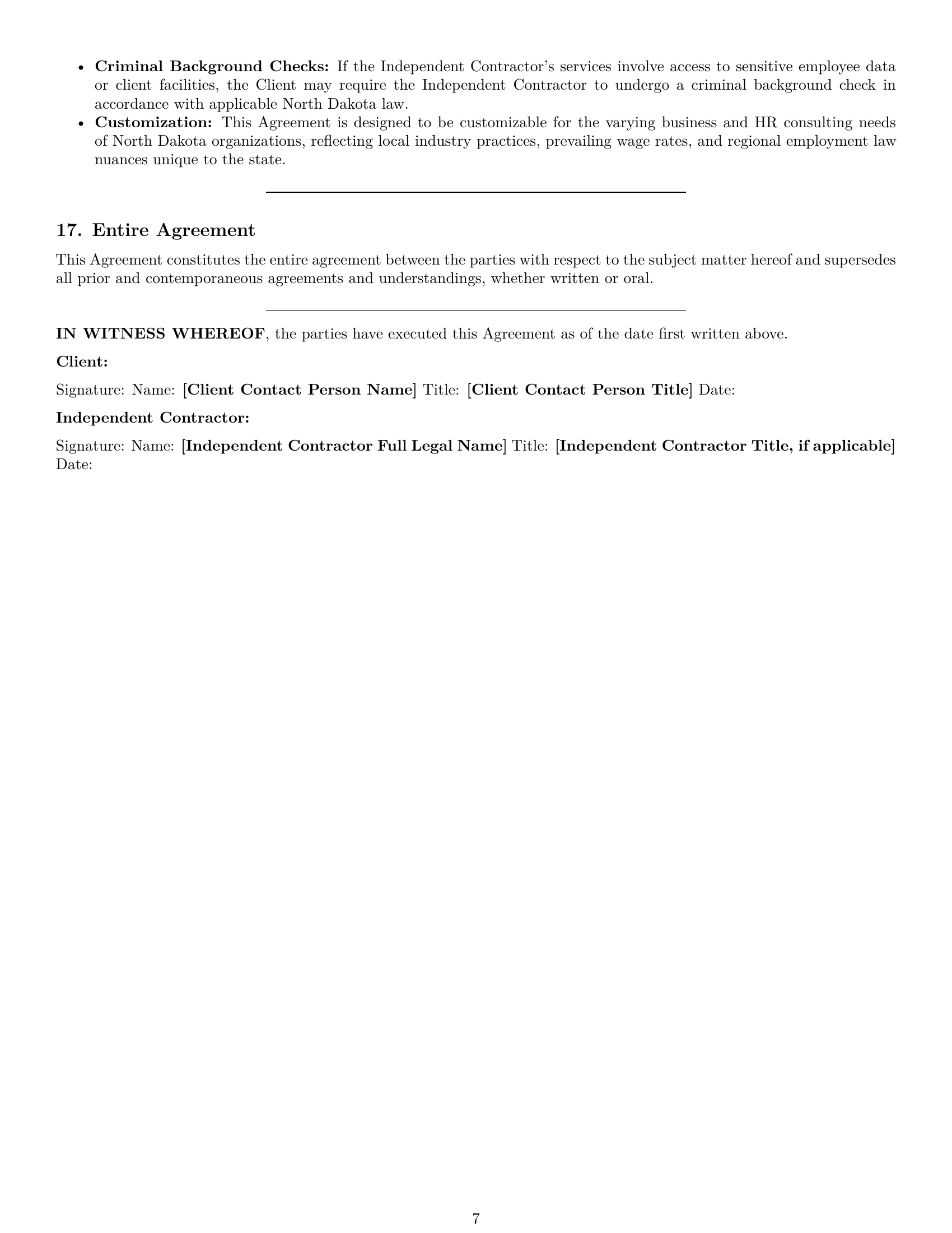 Preview page 7 of Pro North Dakota hr independent contractor agreement template