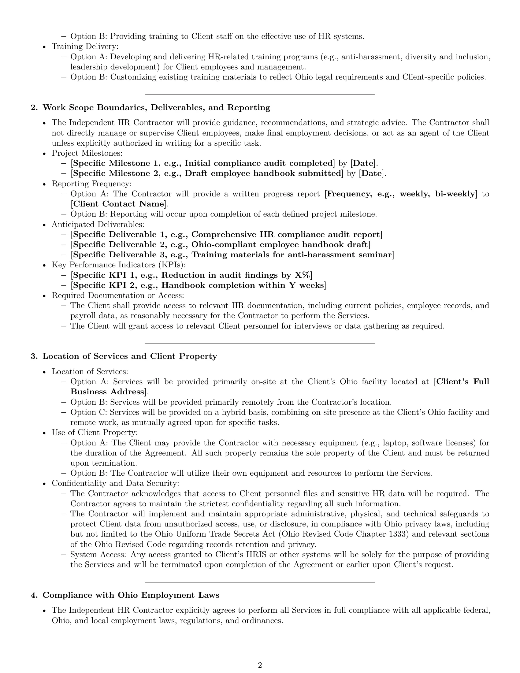 Preview page 2 of Pro Ohio hr independent contractor agreement template