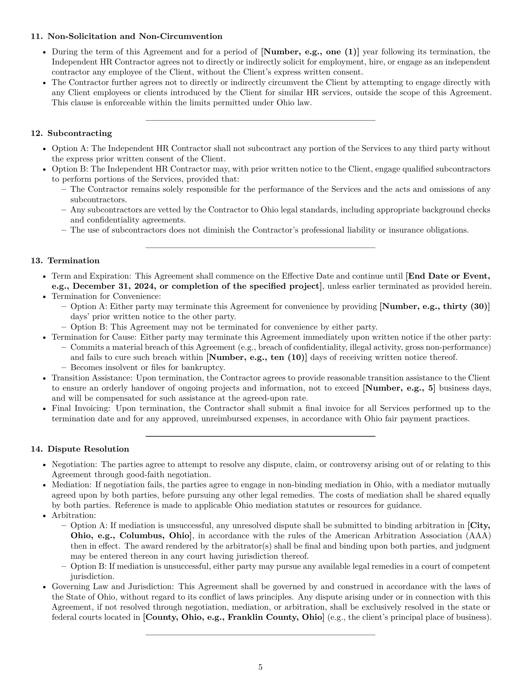 Preview page 5 of Pro Ohio hr independent contractor agreement template