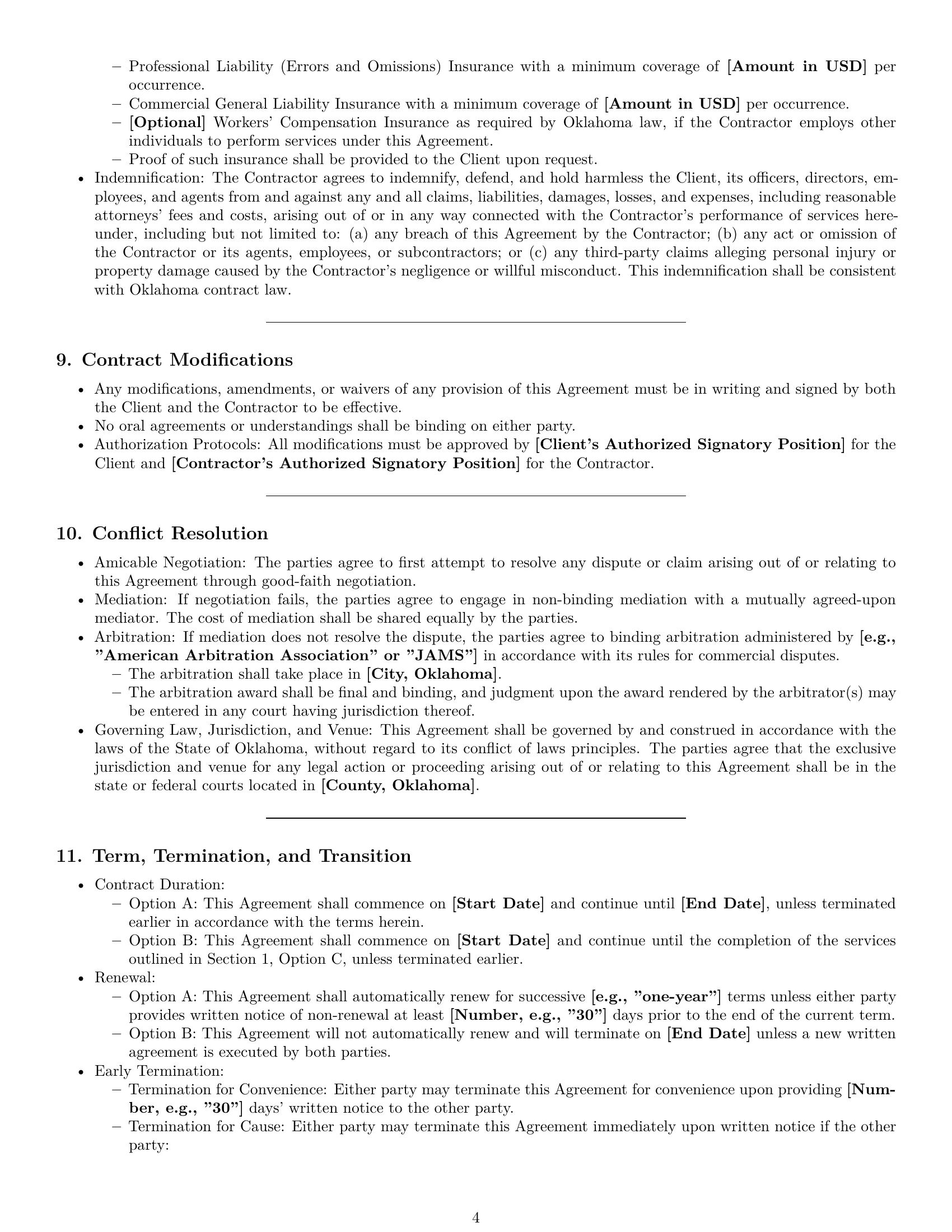 Preview page 4 of Pro Oklahoma hr independent contractor agreement template