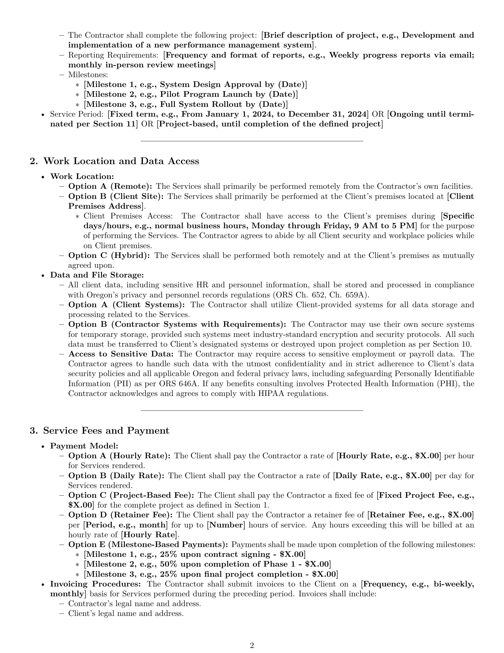 Preview page 2 of Pro Oregon hr independent contractor agreement template