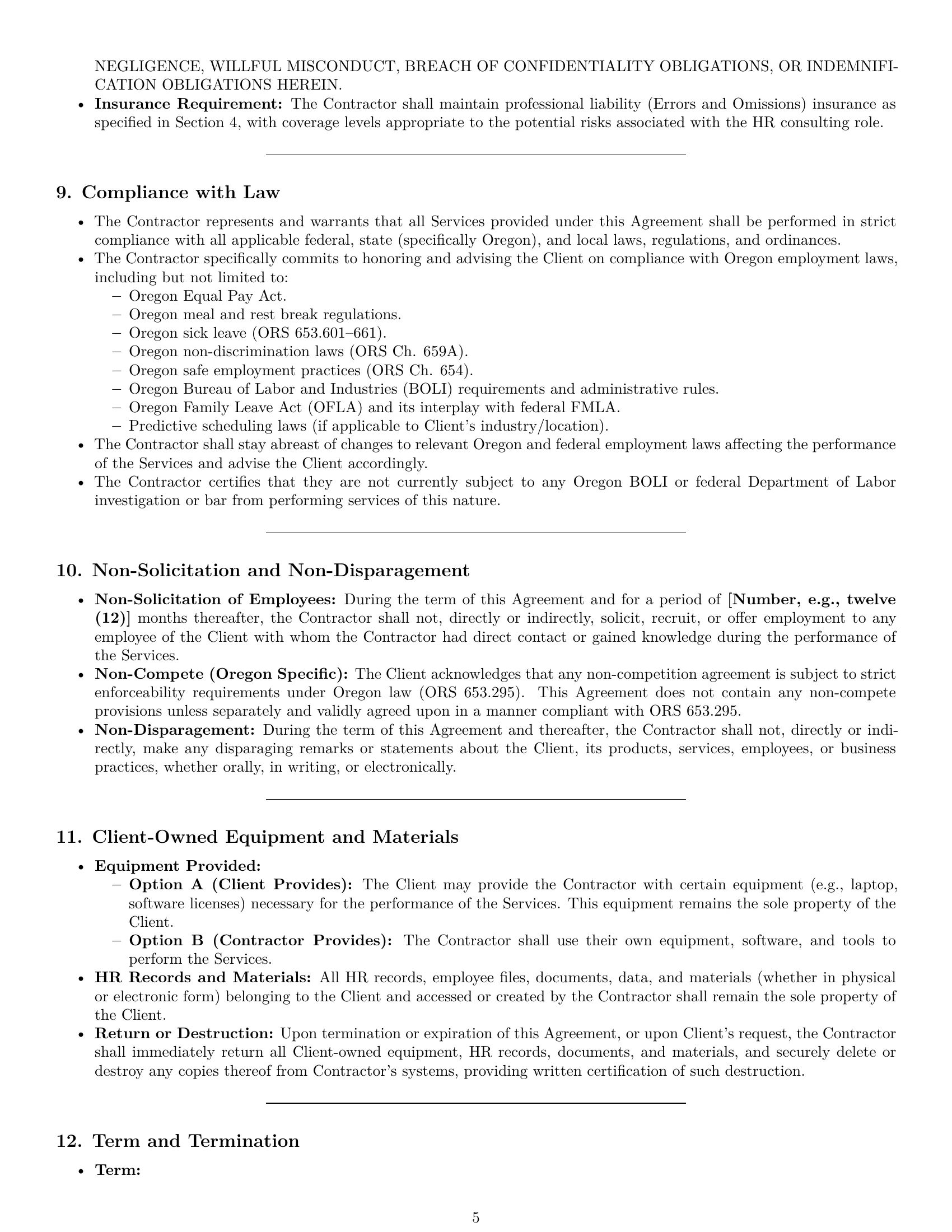 Preview page 5 of Pro Oregon hr independent contractor agreement template