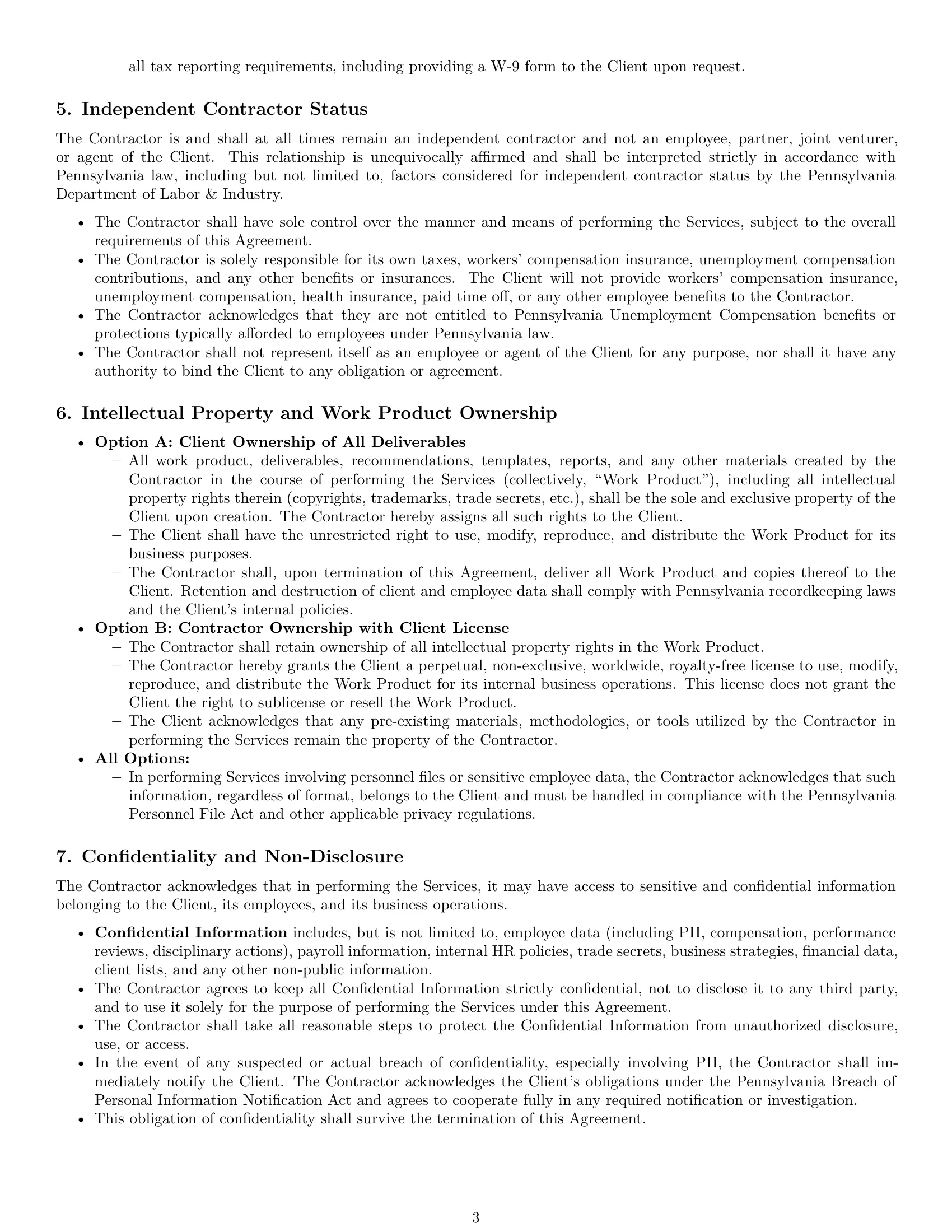 Preview page 3 of Pro Pennsylvania hr independent contractor agreement template