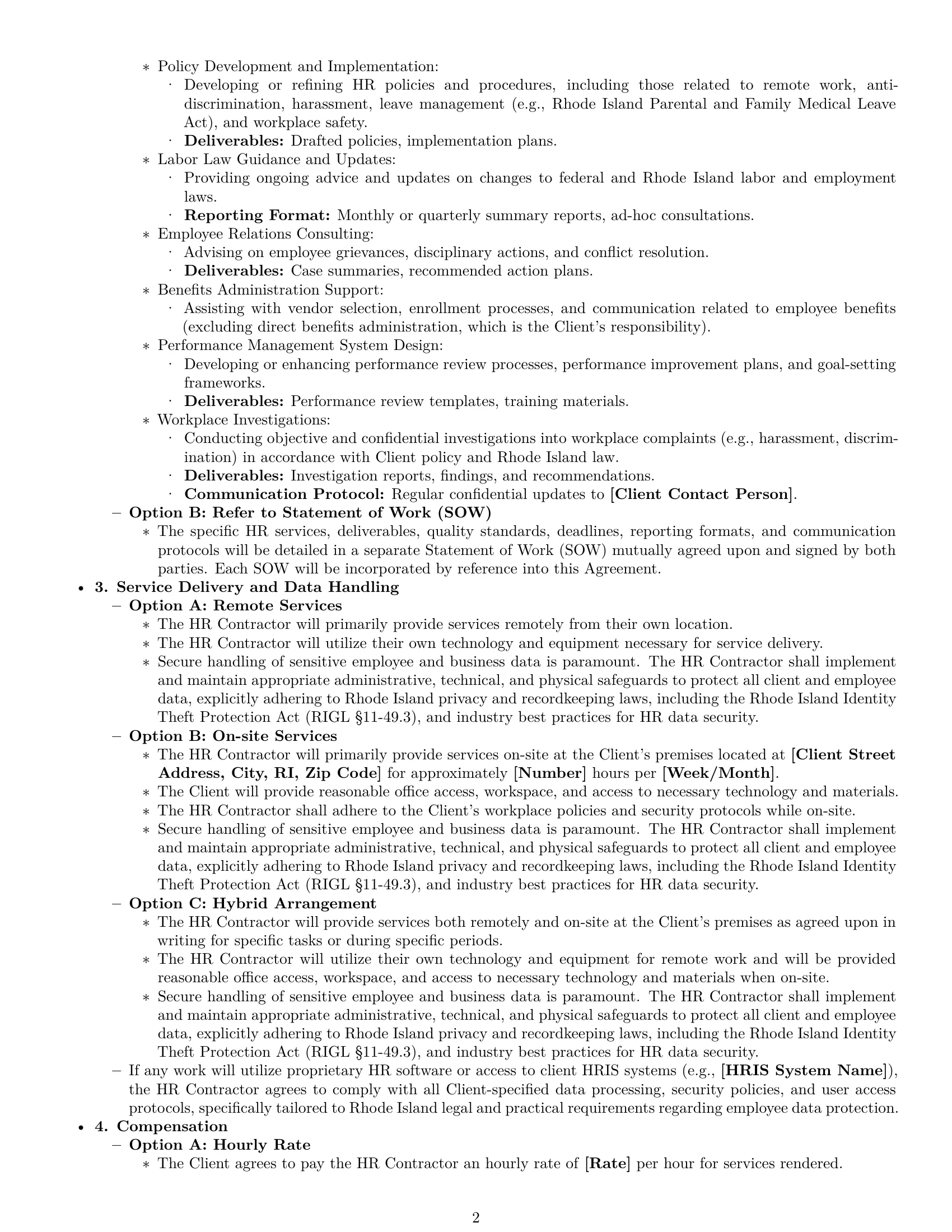 Preview page 2 of Pro Rhode Island hr independent contractor agreement template