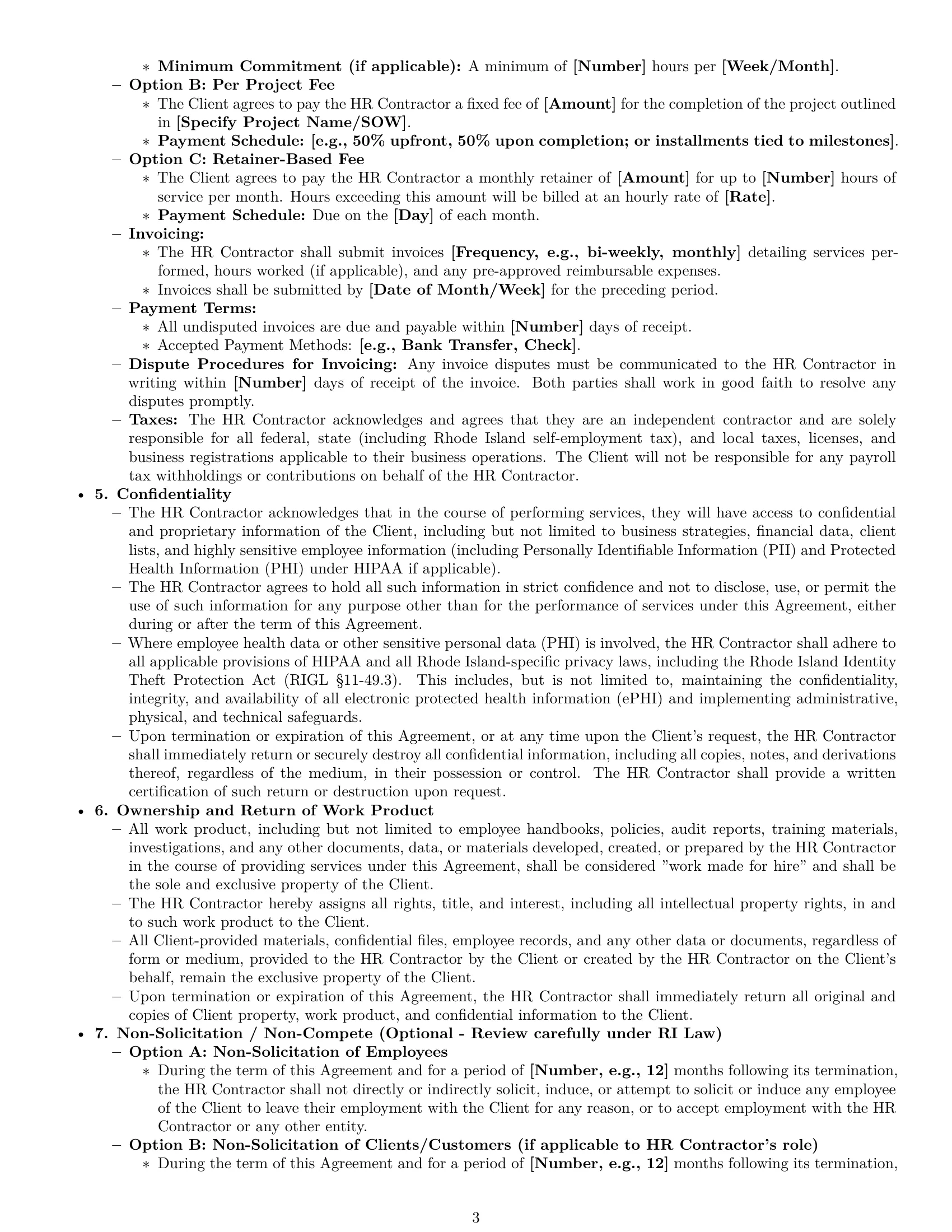 Preview page 3 of Pro Rhode Island hr independent contractor agreement template