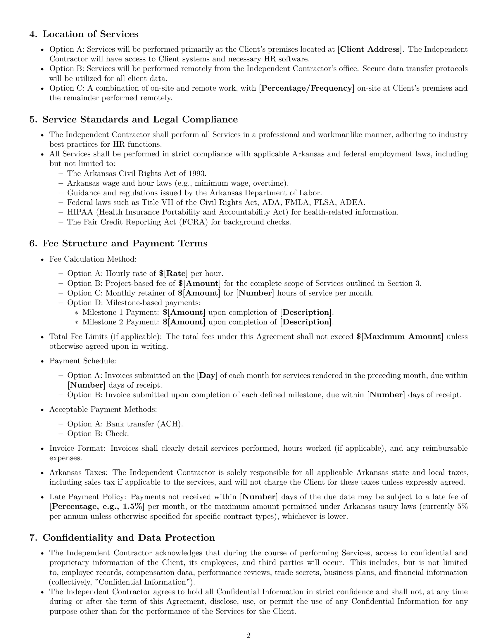 Preview page 2 of Pro Arkansas hr independent contractor agreement template