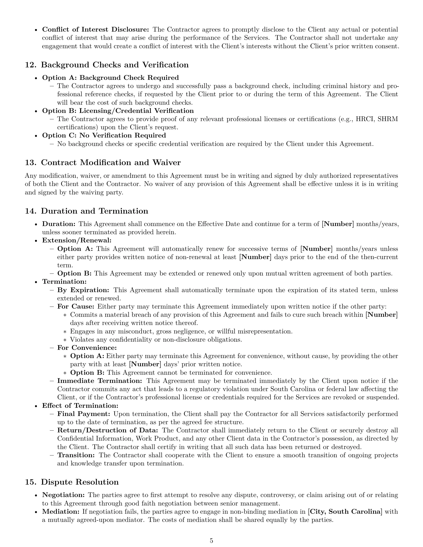 Preview page 5 of Pro South Carolina hr independent contractor agreement template