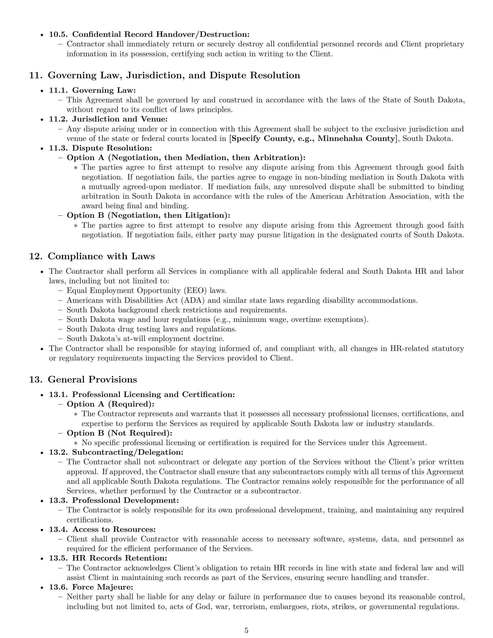 Preview page 5 of Pro South Dakota hr independent contractor agreement template