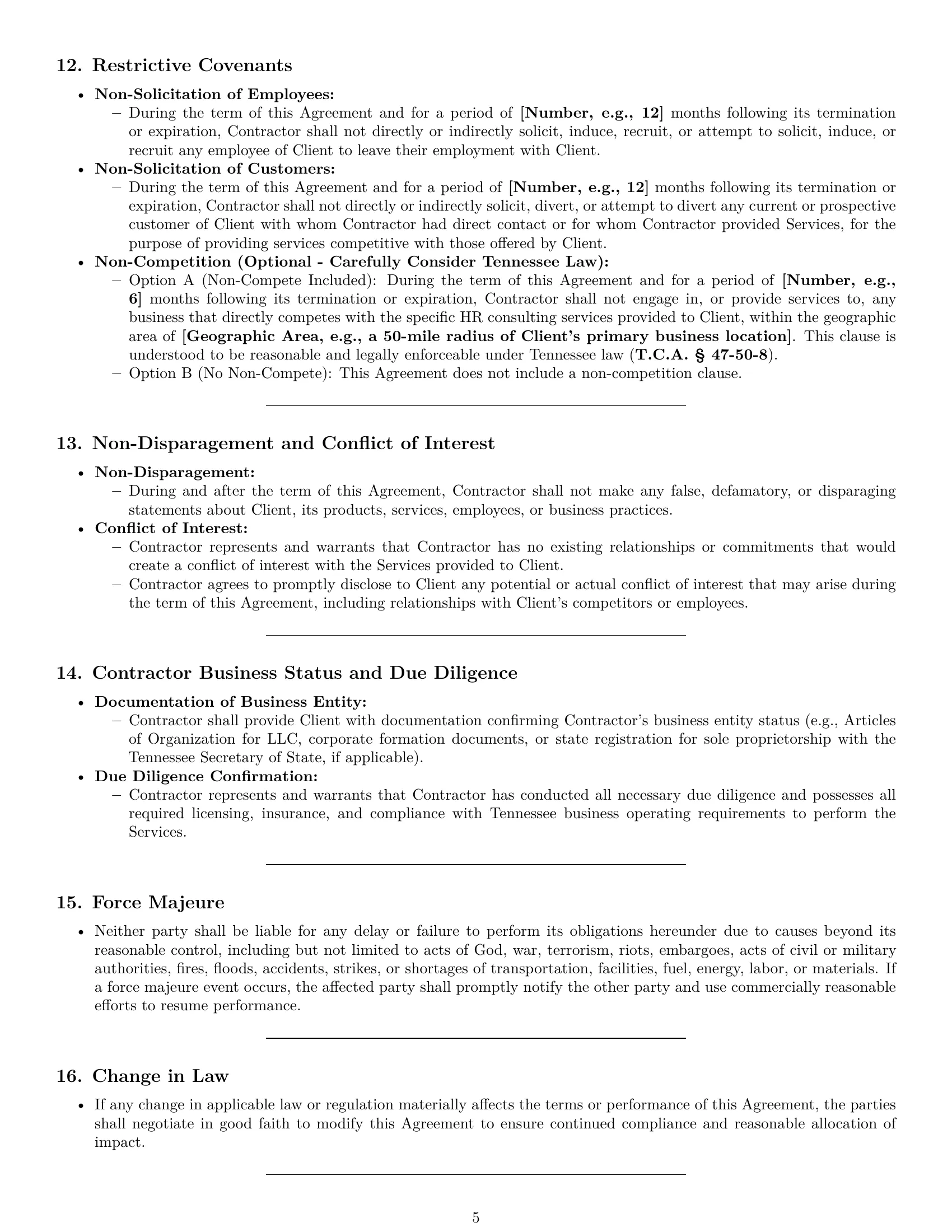 Preview page 5 of Pro Tennessee hr independent contractor agreement template