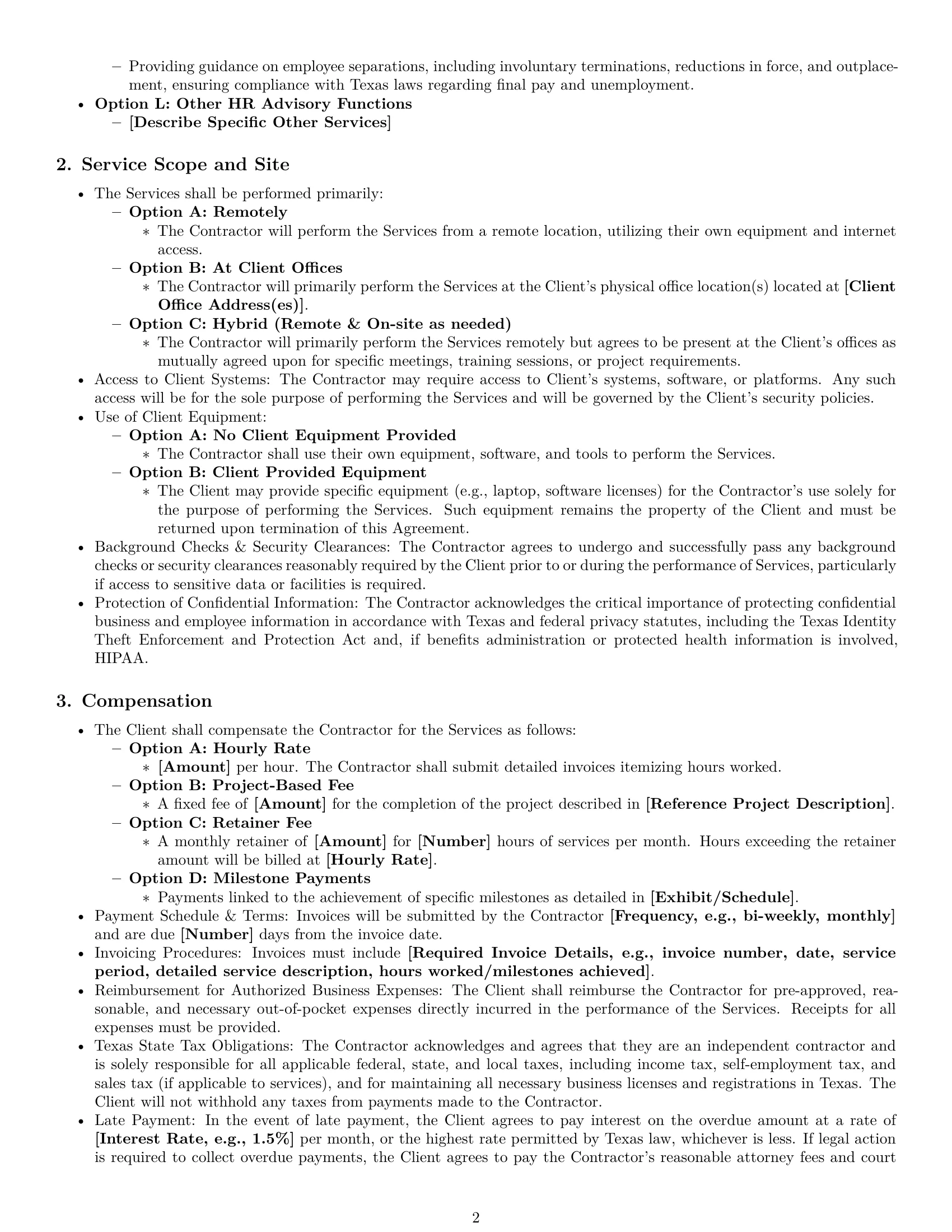 Preview page 2 of Pro Texas hr independent contractor agreement template
