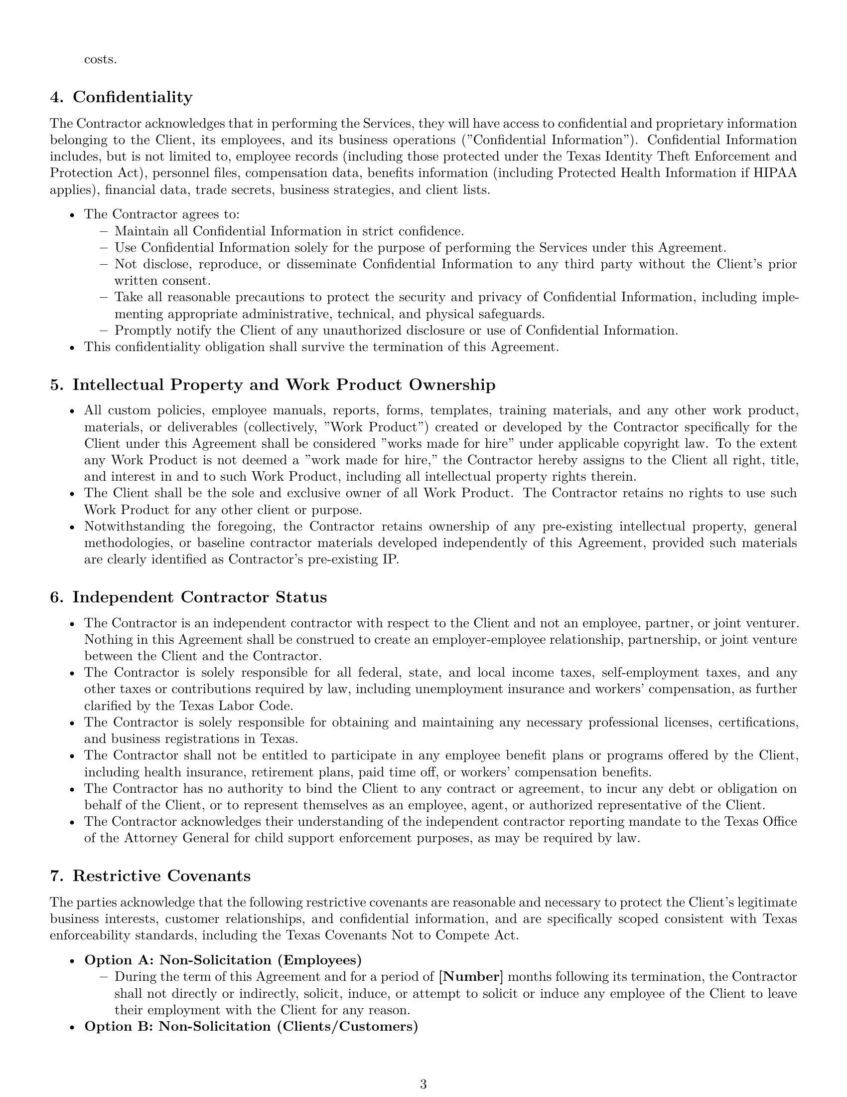 Preview page 3 of Pro Texas hr independent contractor agreement template