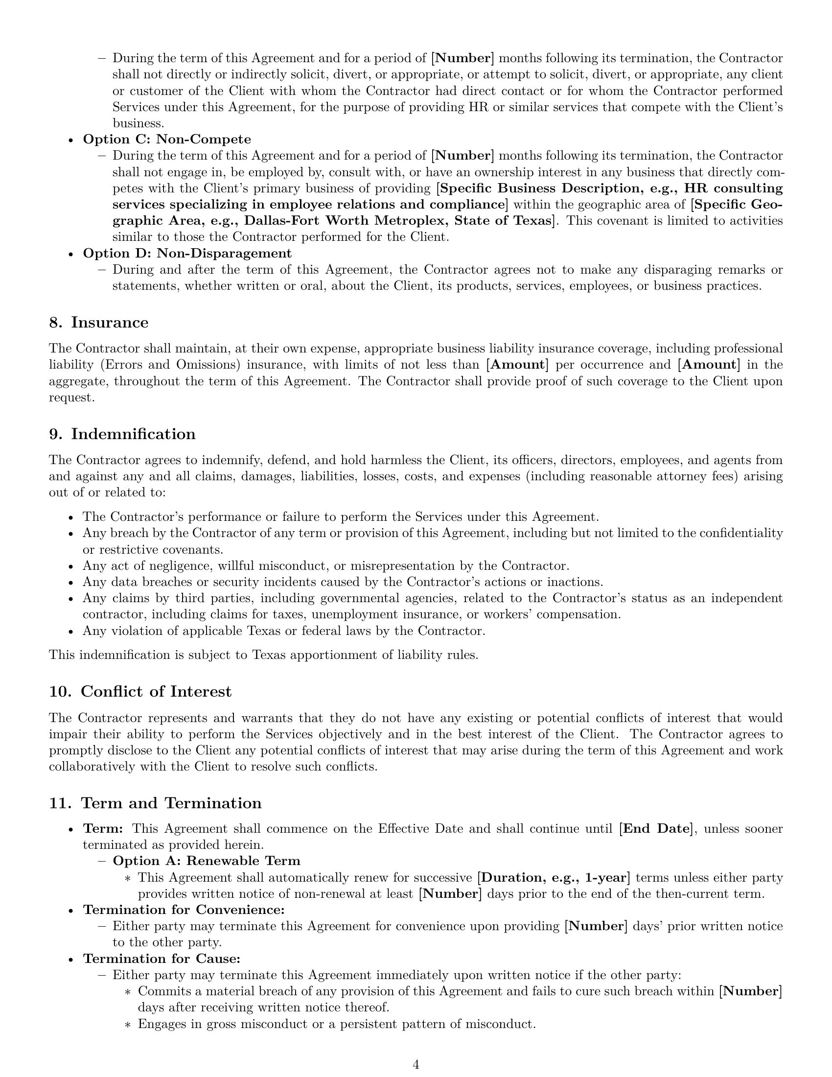 Preview page 4 of Pro Texas hr independent contractor agreement template
