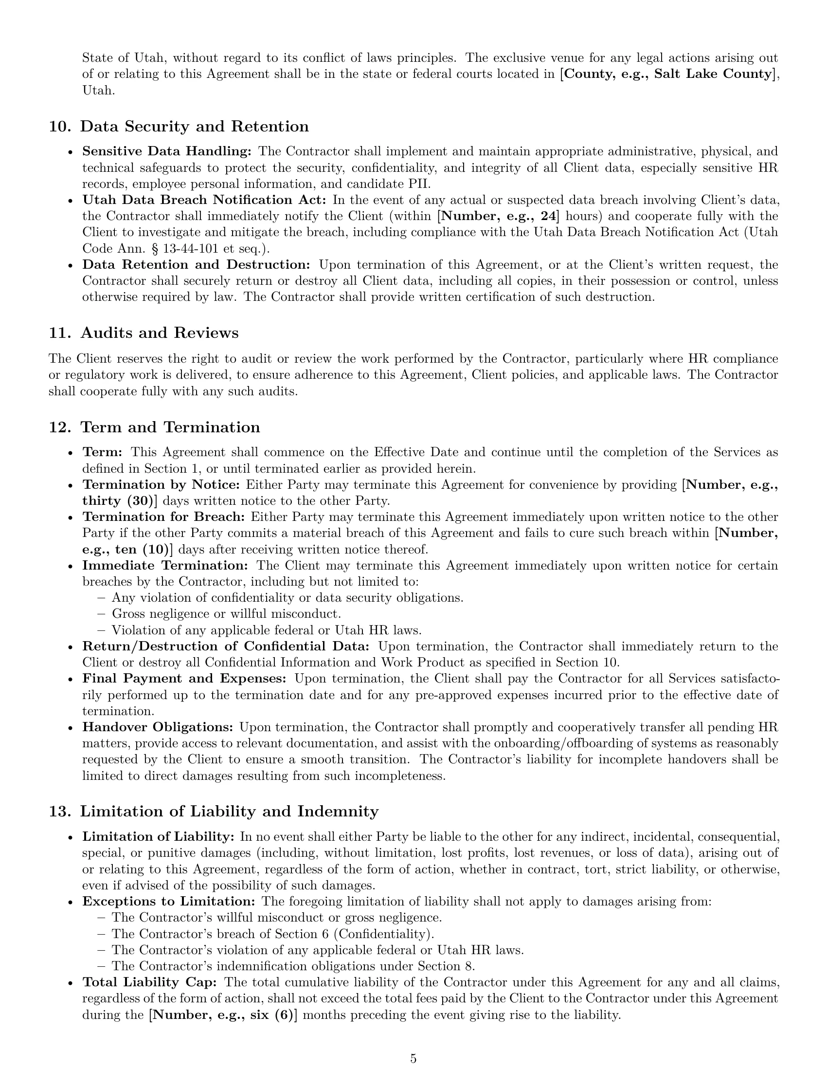 Preview page 5 of Pro Utah hr independent contractor agreement template