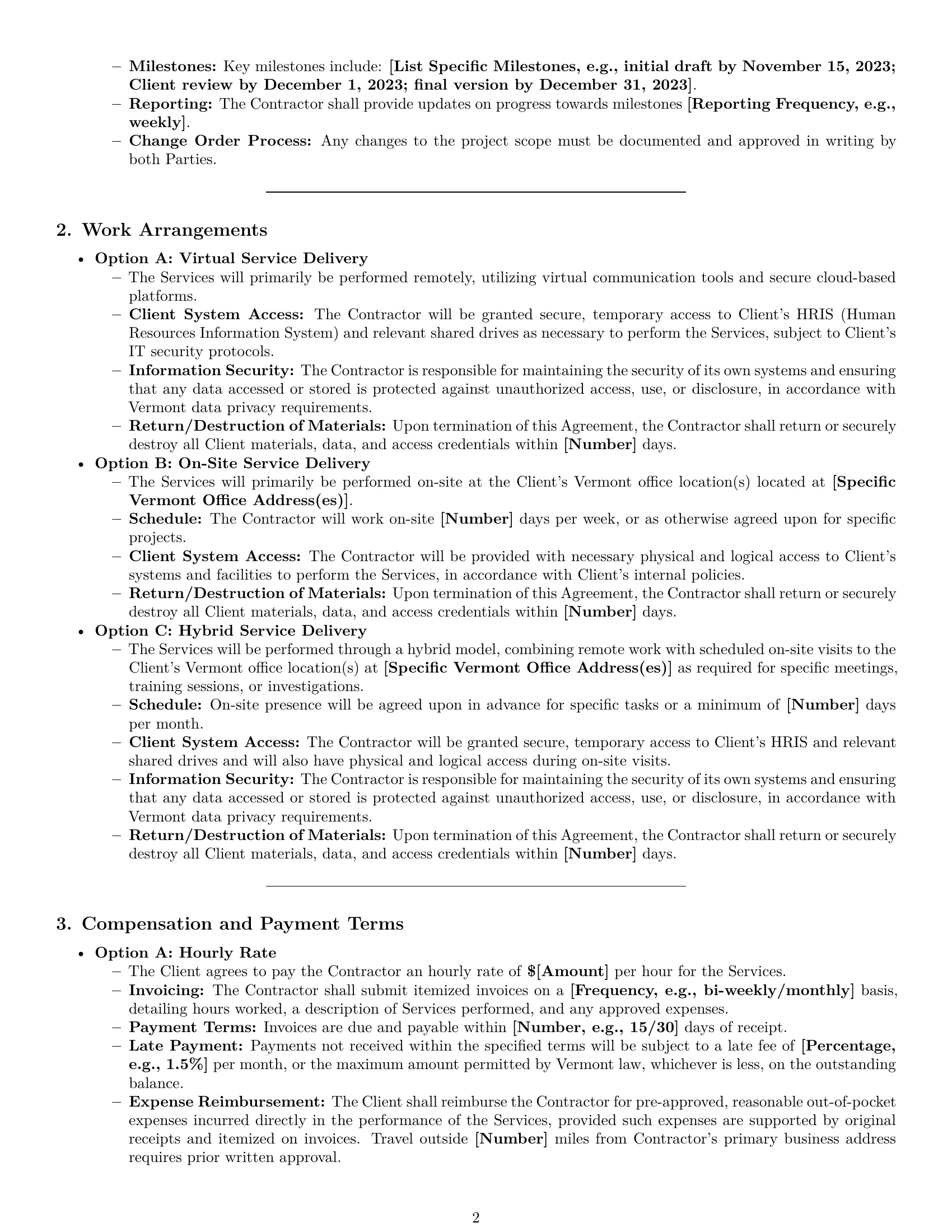 Preview page 2 of Pro Vermont hr independent contractor agreement template