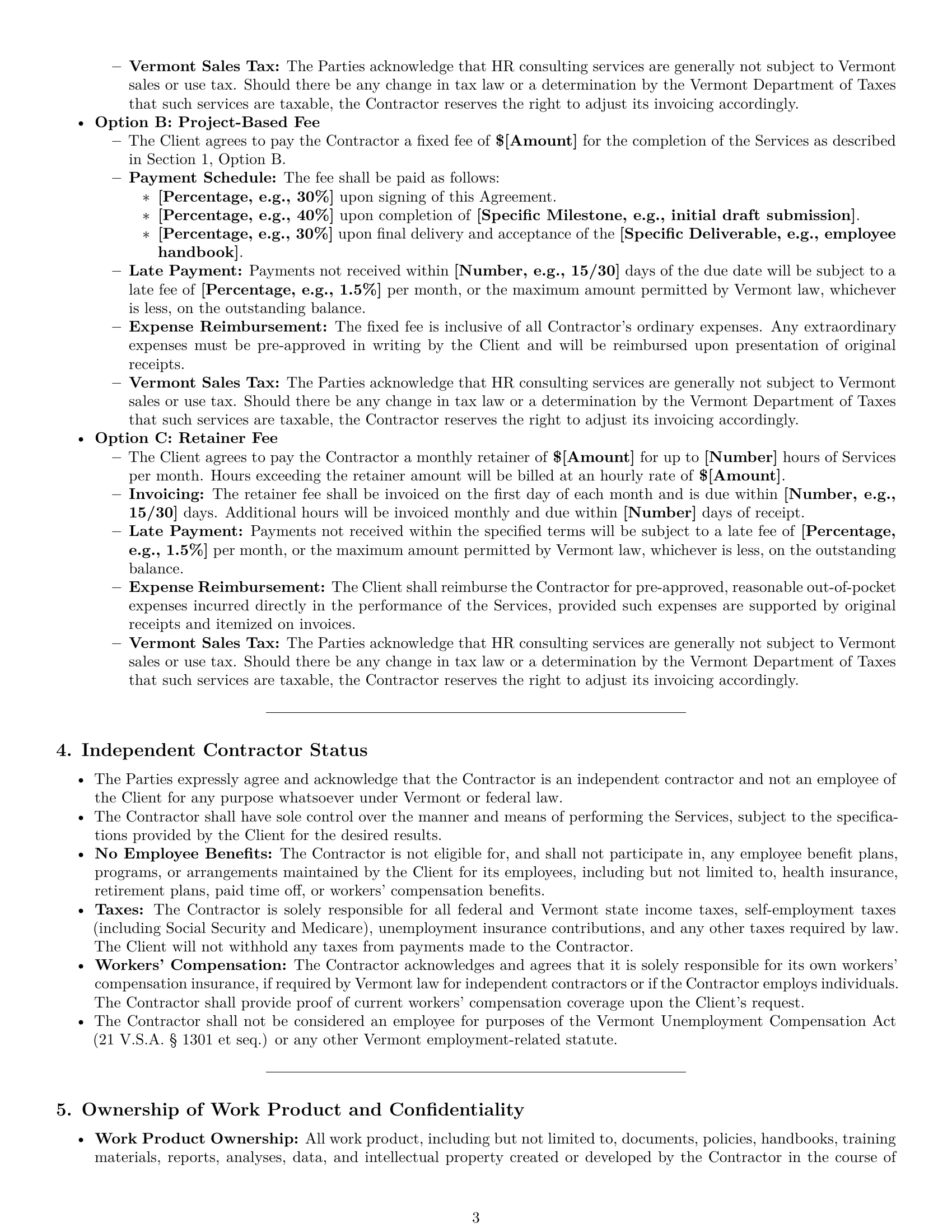 Preview page 3 of Pro Vermont hr independent contractor agreement template