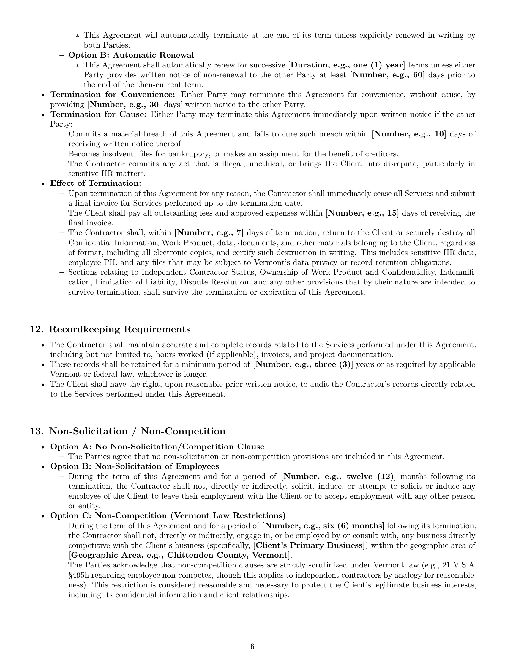 Preview page 6 of Pro Vermont hr independent contractor agreement template