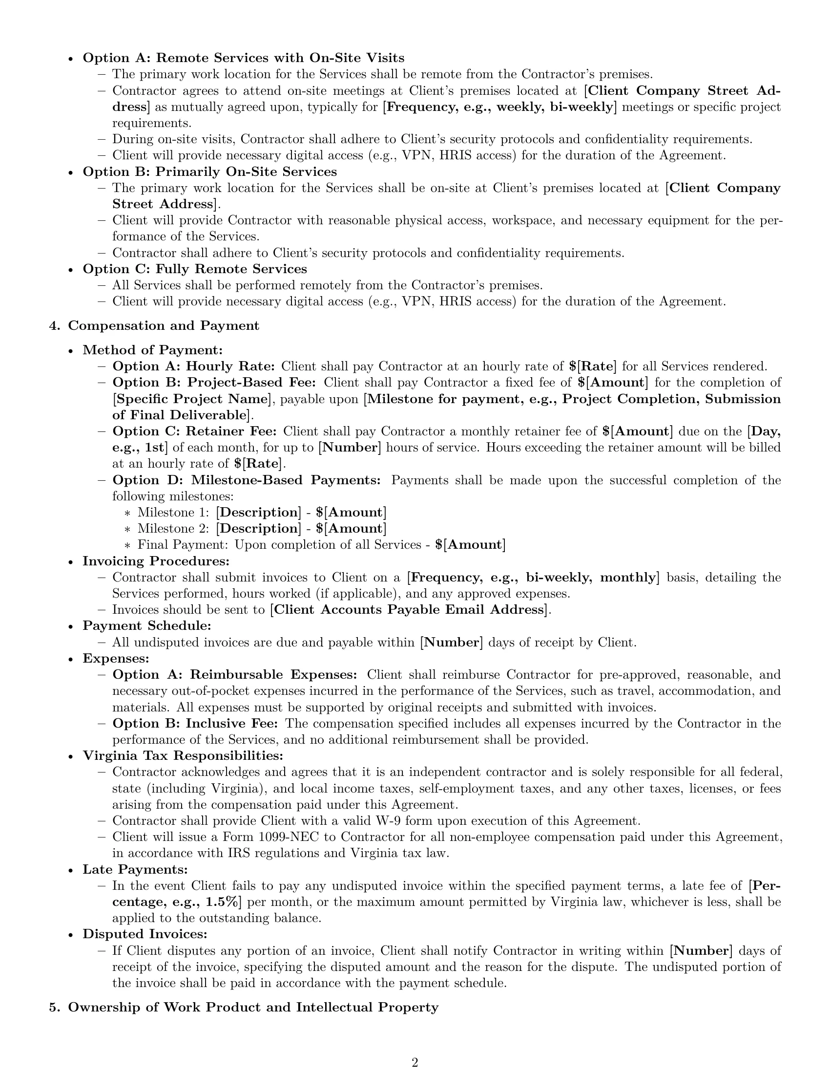 Preview page 2 of Pro Virginia hr independent contractor agreement template