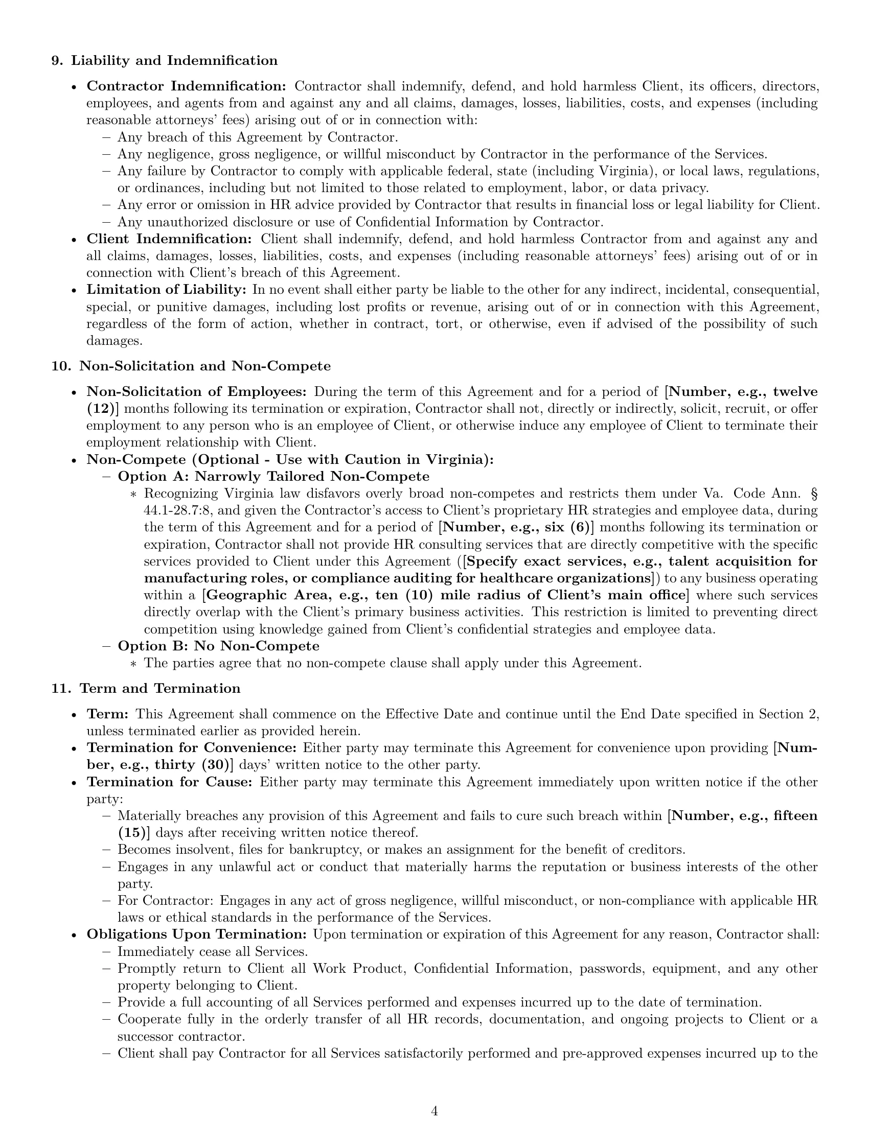 Preview page 4 of Pro Virginia hr independent contractor agreement template