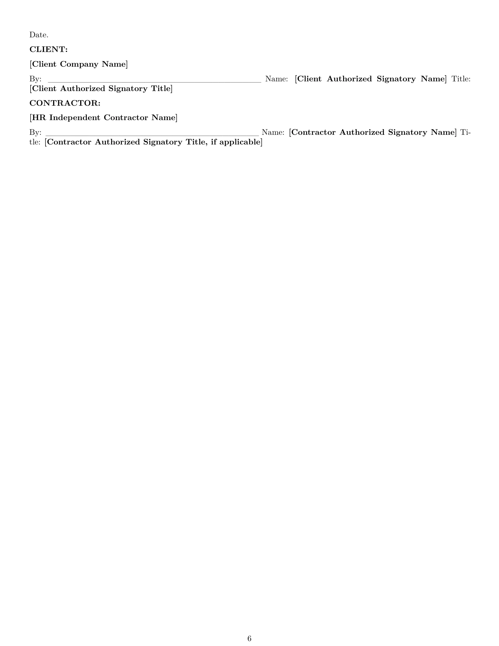Preview page 6 of Pro Virginia hr independent contractor agreement template