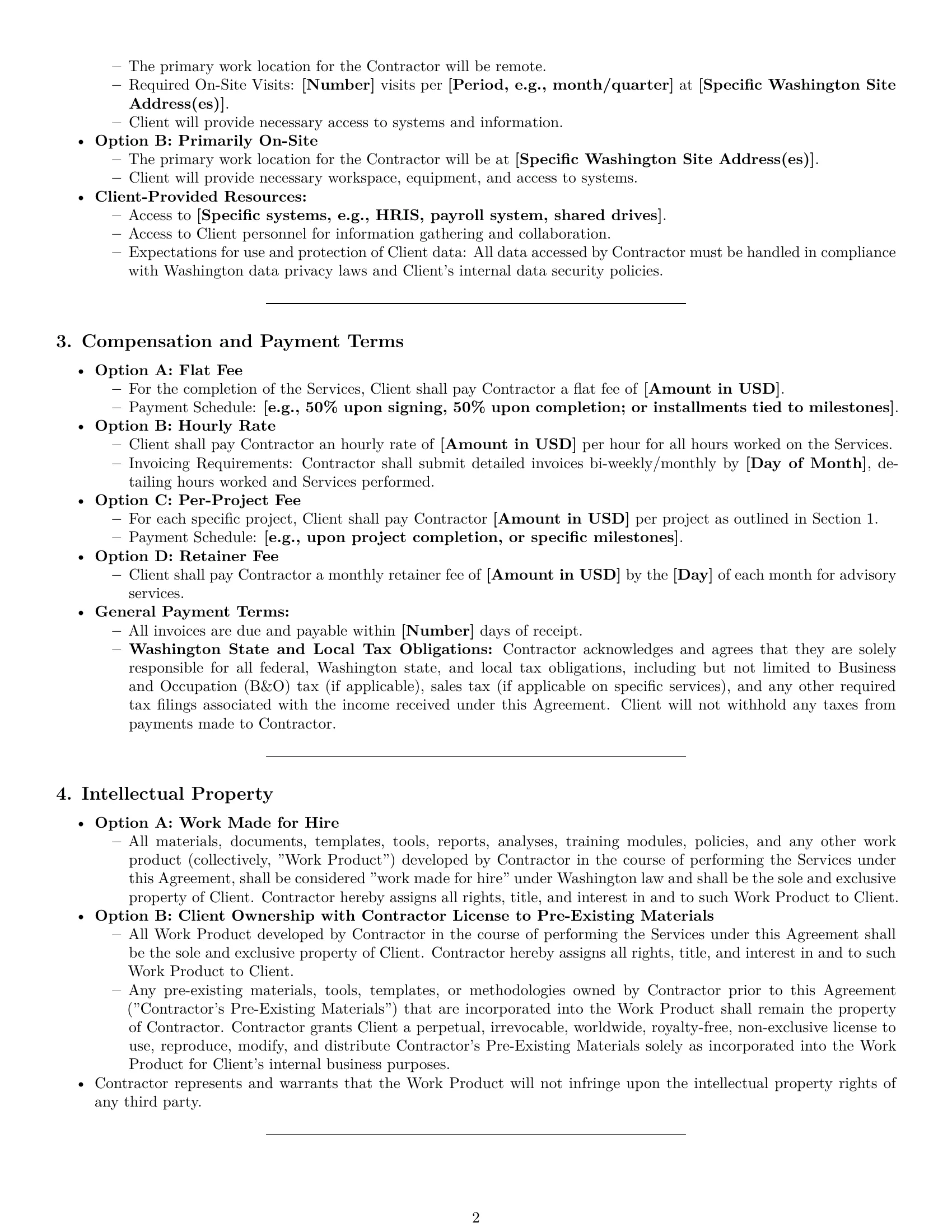 Preview page 2 of Pro Washington hr independent contractor agreement template