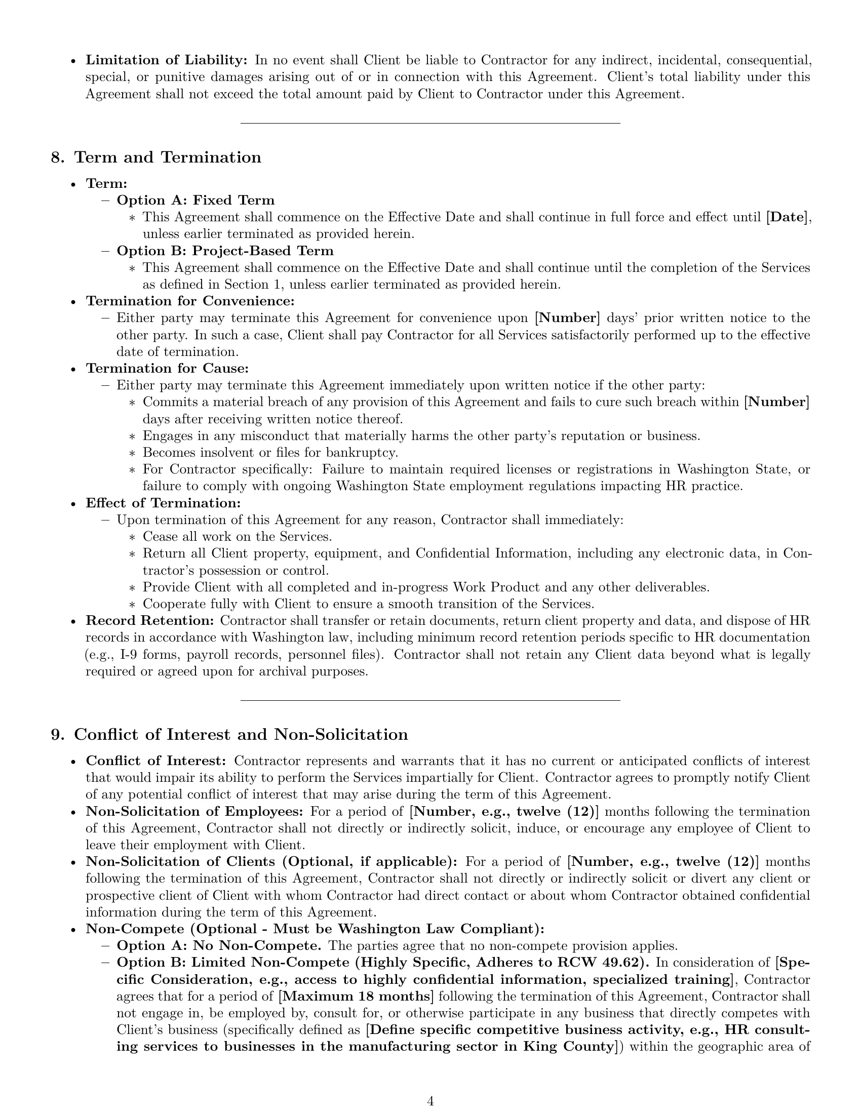 Preview page 4 of Pro Washington hr independent contractor agreement template