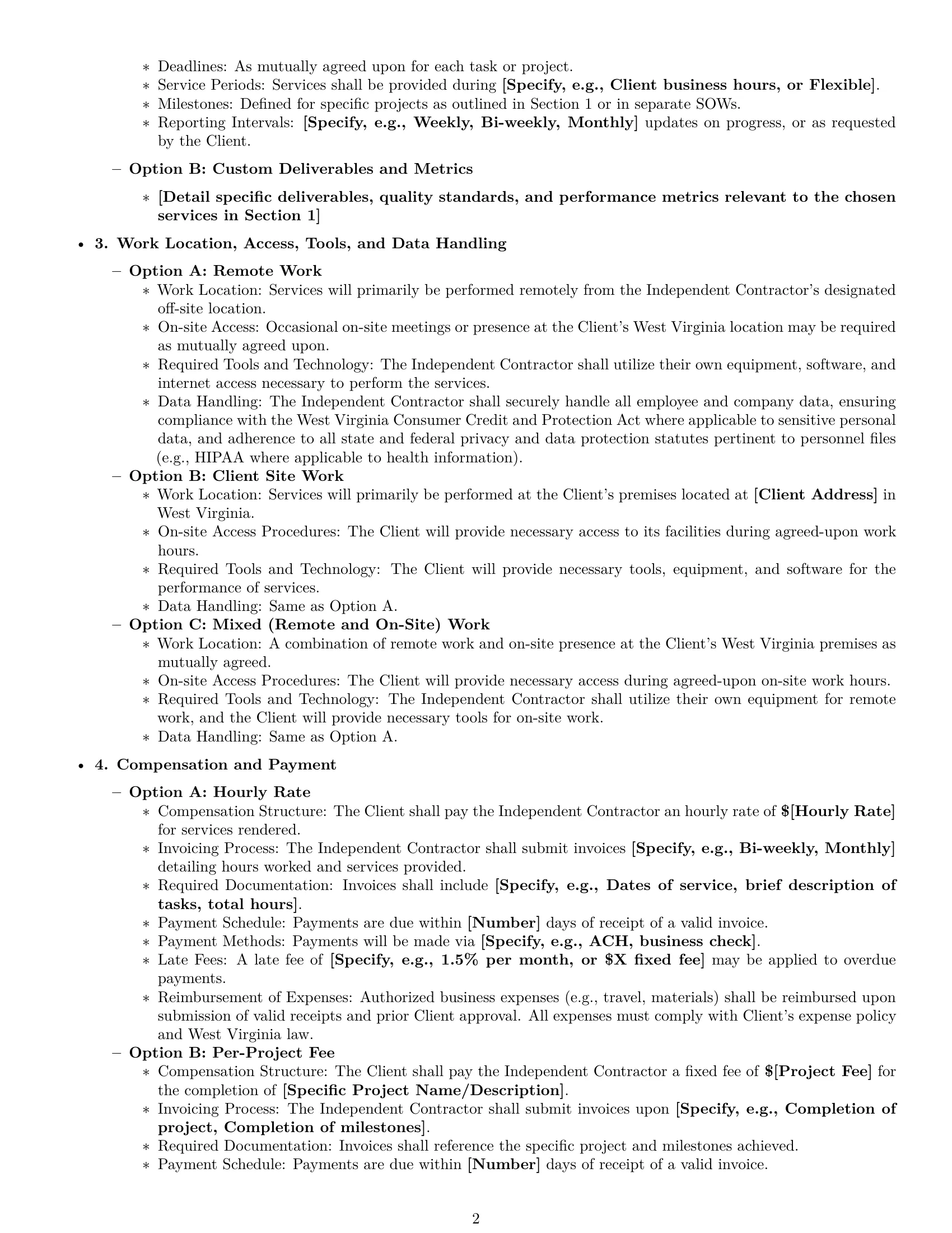 Preview page 2 of Pro West Virginia hr independent contractor agreement template