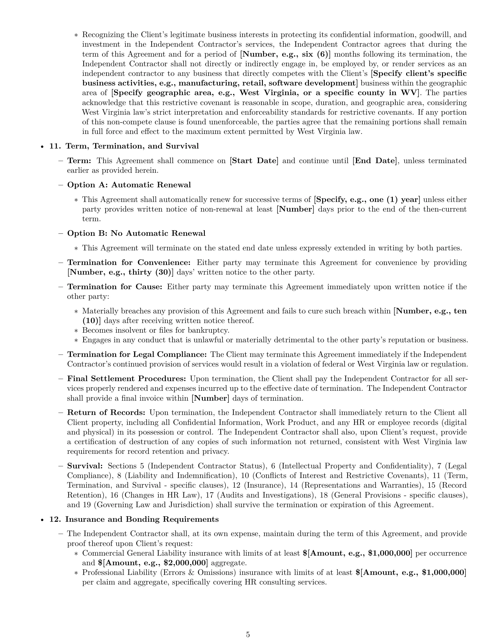 Preview page 5 of Pro West Virginia hr independent contractor agreement template