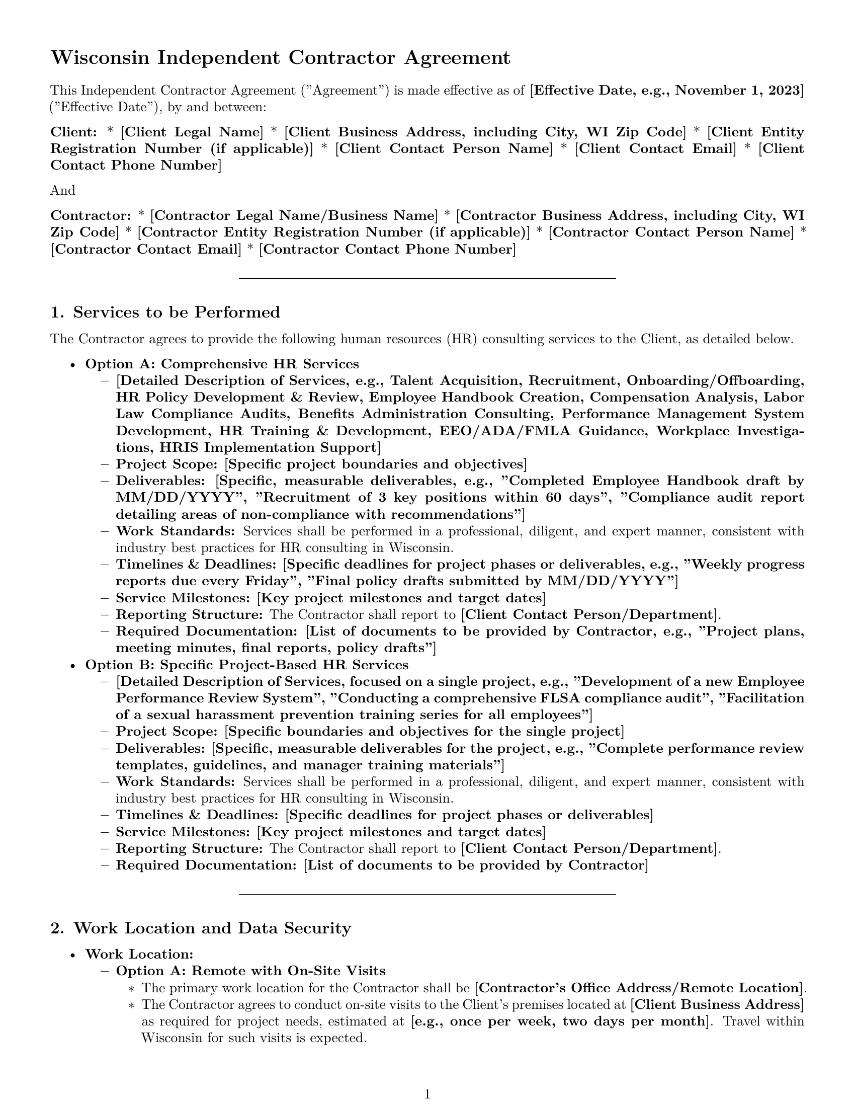 Preview page 1 of Pro Wisconsin hr independent contractor agreement template