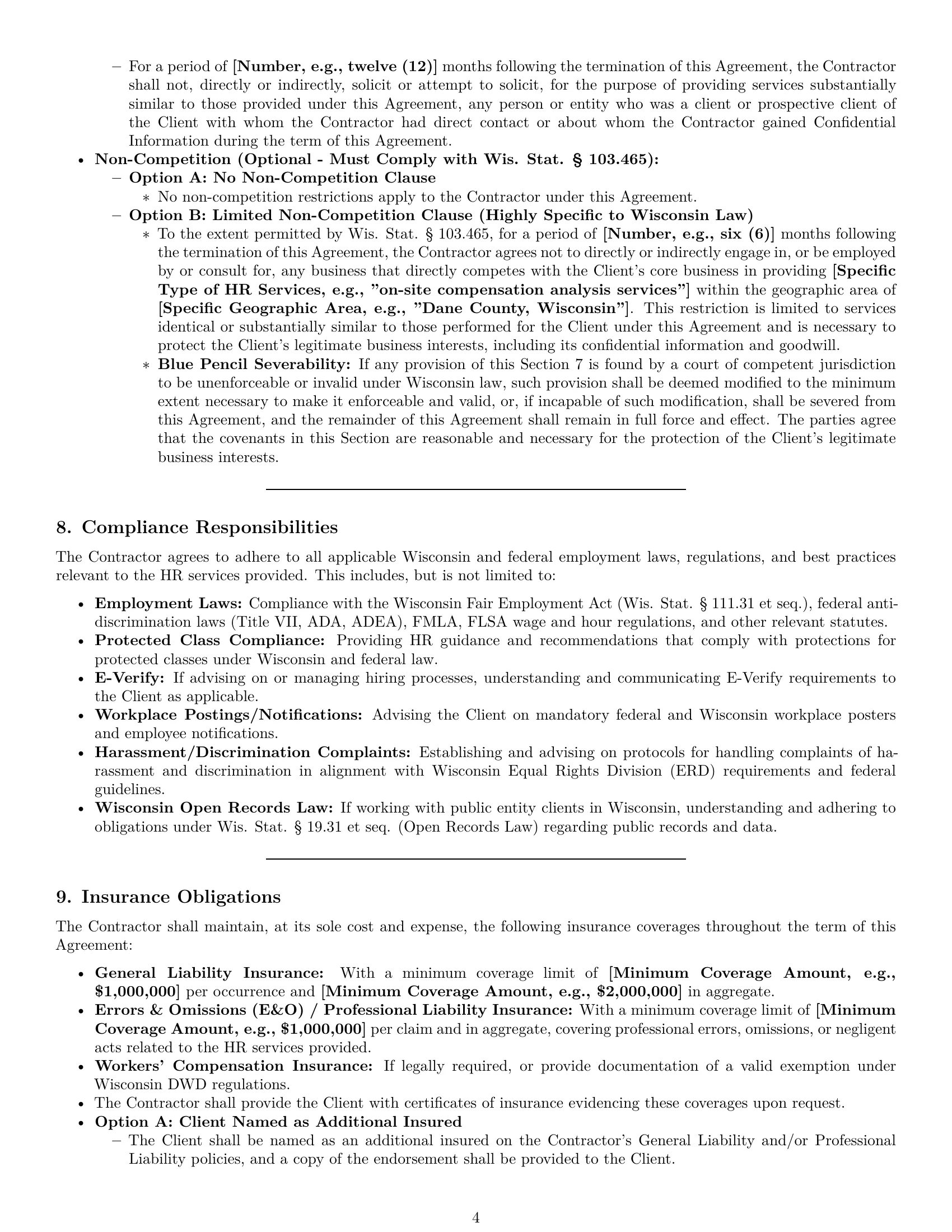 Preview page 4 of Pro Wisconsin hr independent contractor agreement template