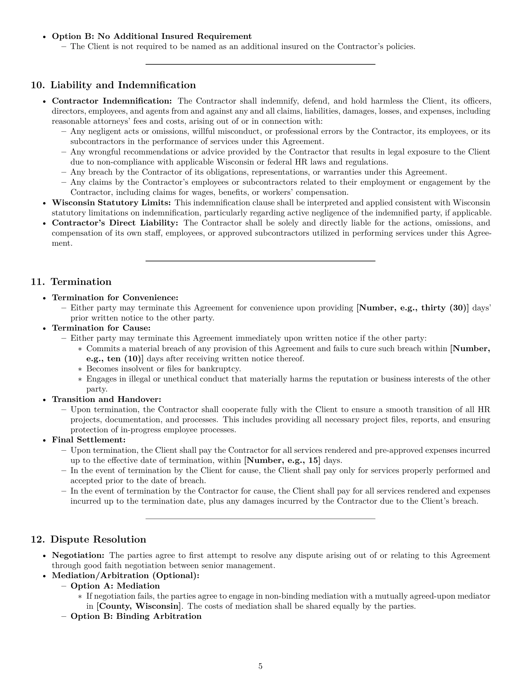 Preview page 5 of Pro Wisconsin hr independent contractor agreement template