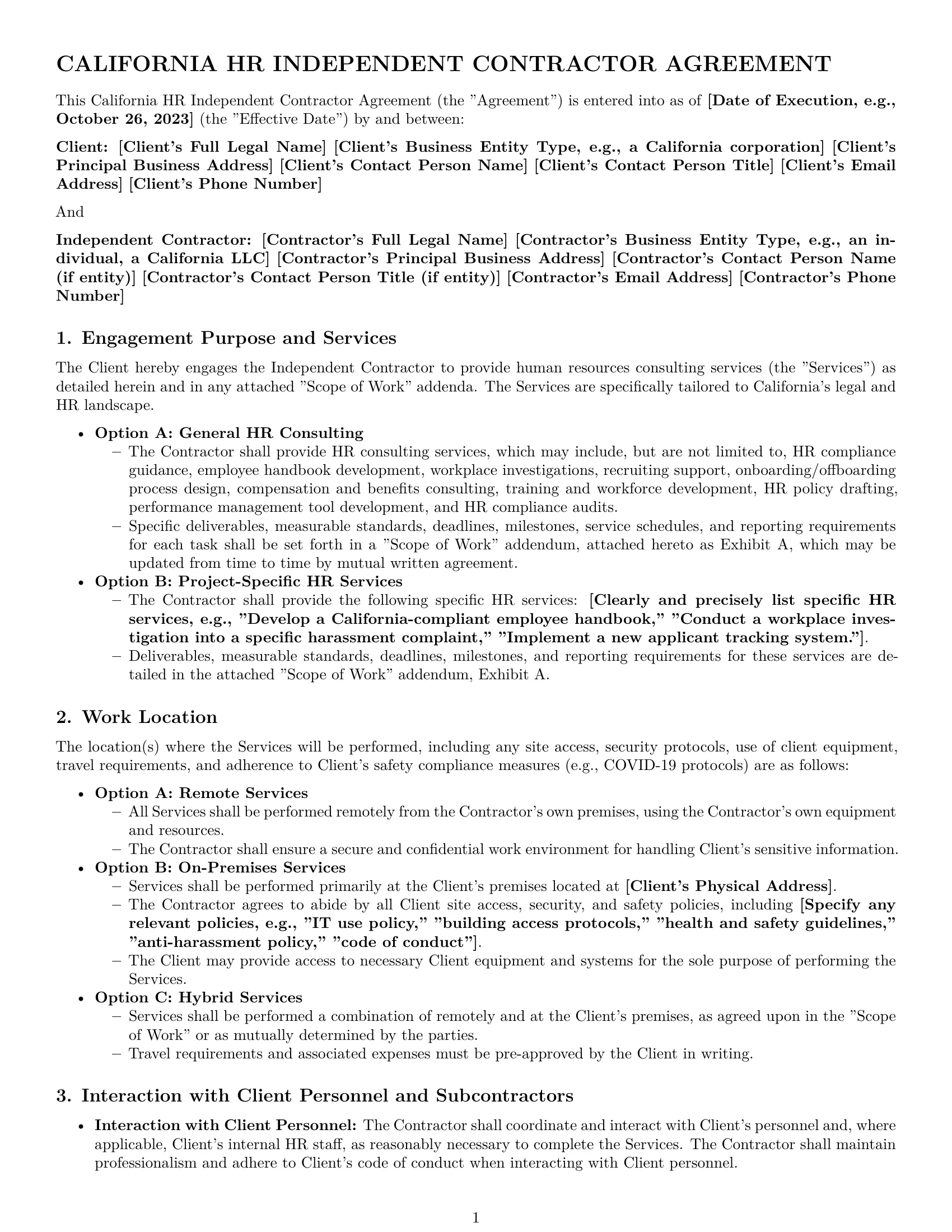 Preview page 1 of Pro California hr independent contractor agreement template