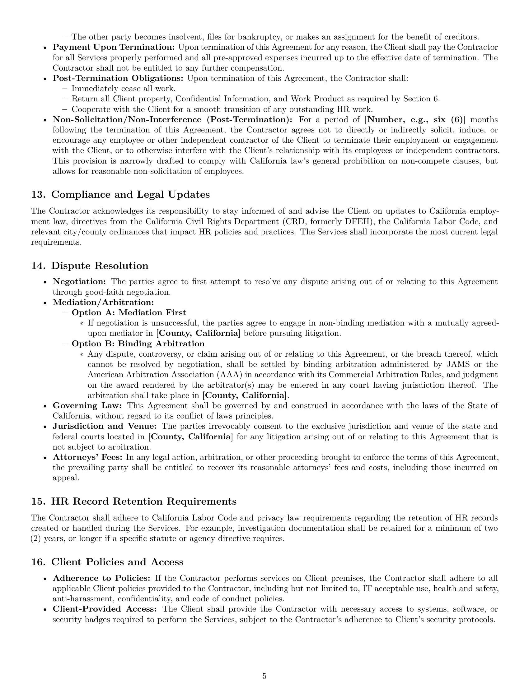 Preview page 5 of Pro California hr independent contractor agreement template