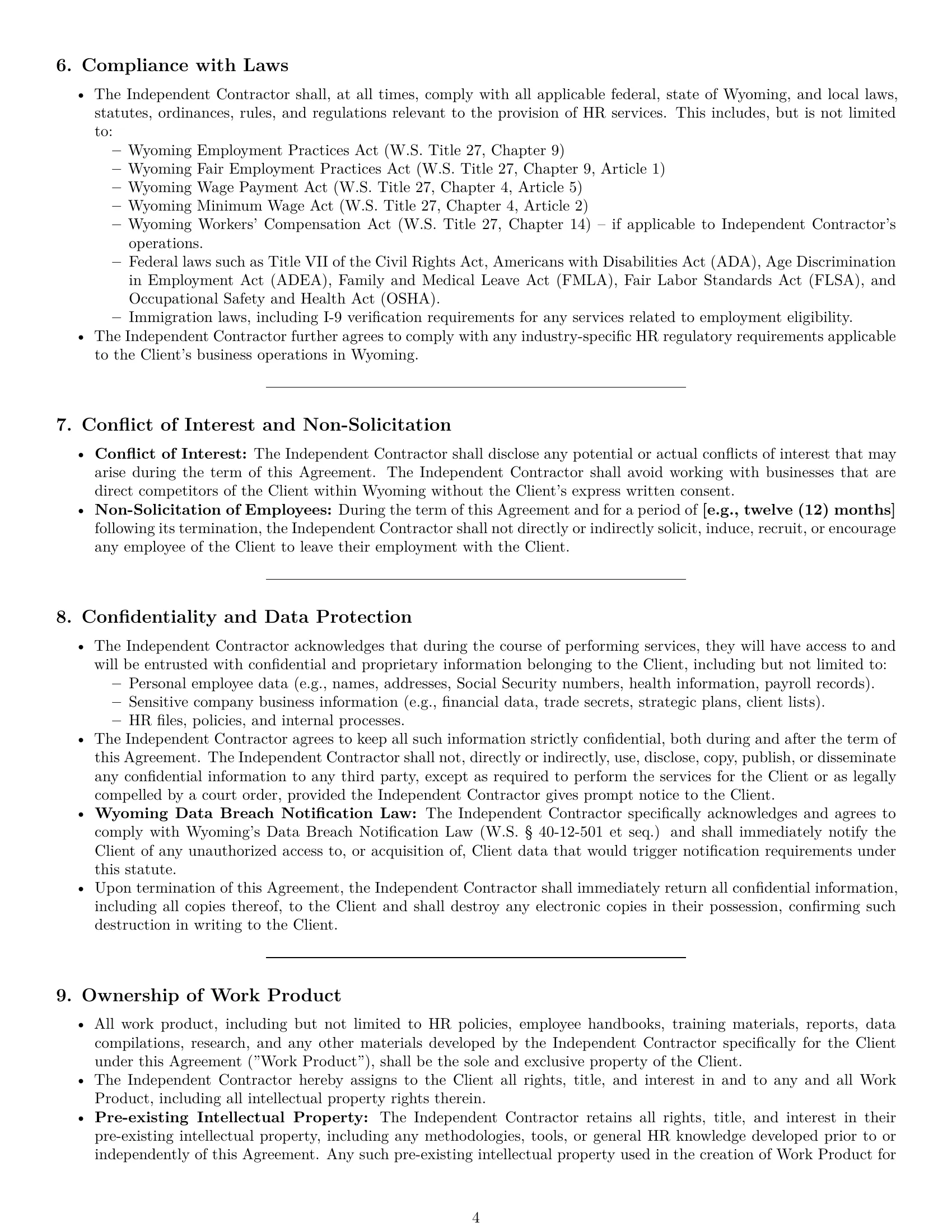 Preview page 4 of Pro Wyoming hr independent contractor agreement template
