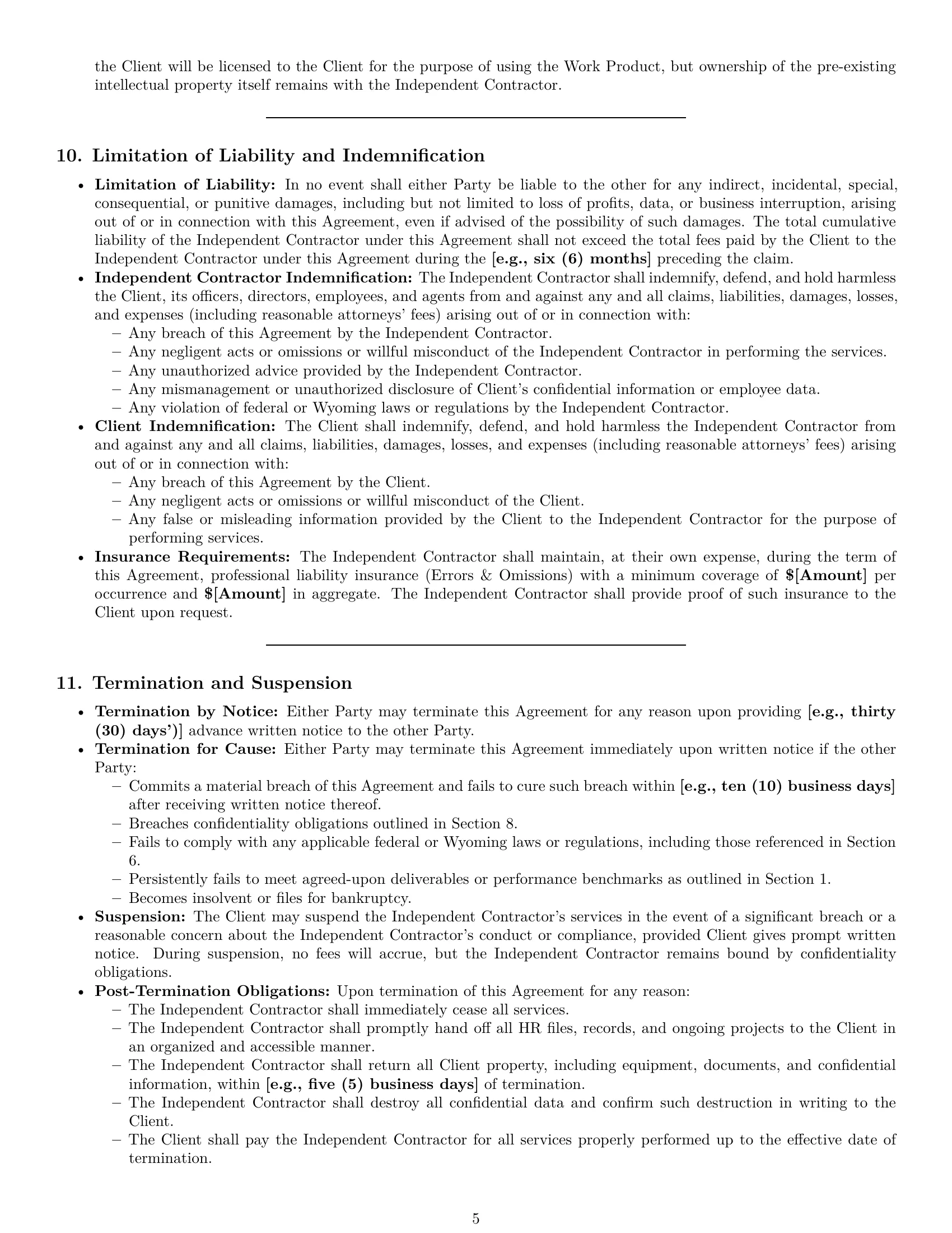 Preview page 5 of Pro Wyoming hr independent contractor agreement template