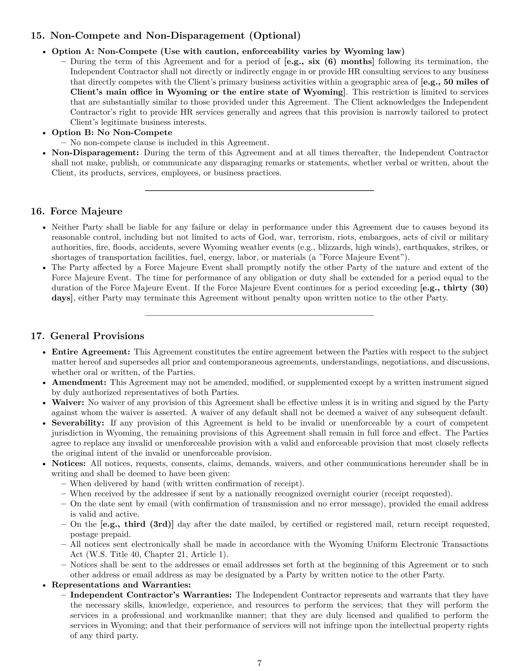 Preview page 7 of Pro Wyoming hr independent contractor agreement template